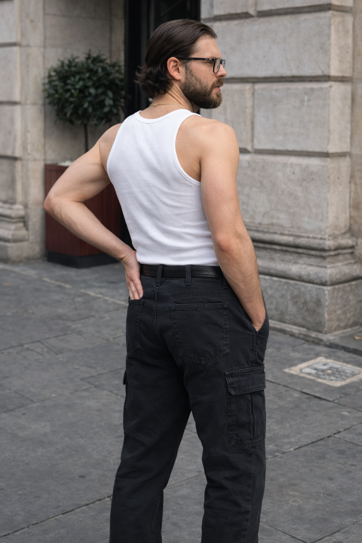 Erkek Günlük Kargo Cep Füme Baggy Pantolon