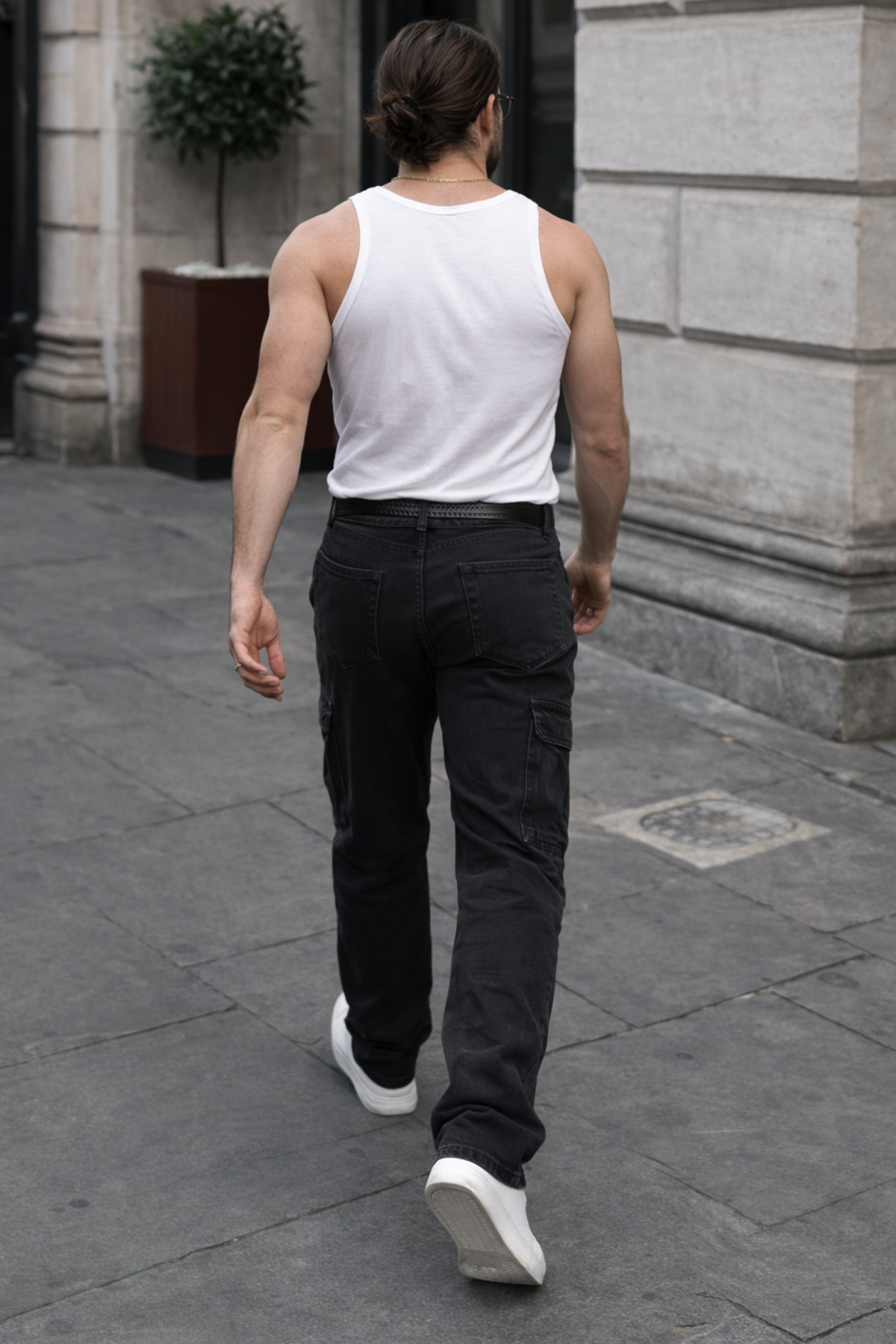 Erkek Günlük Kargo Cep Füme Baggy Pantolon