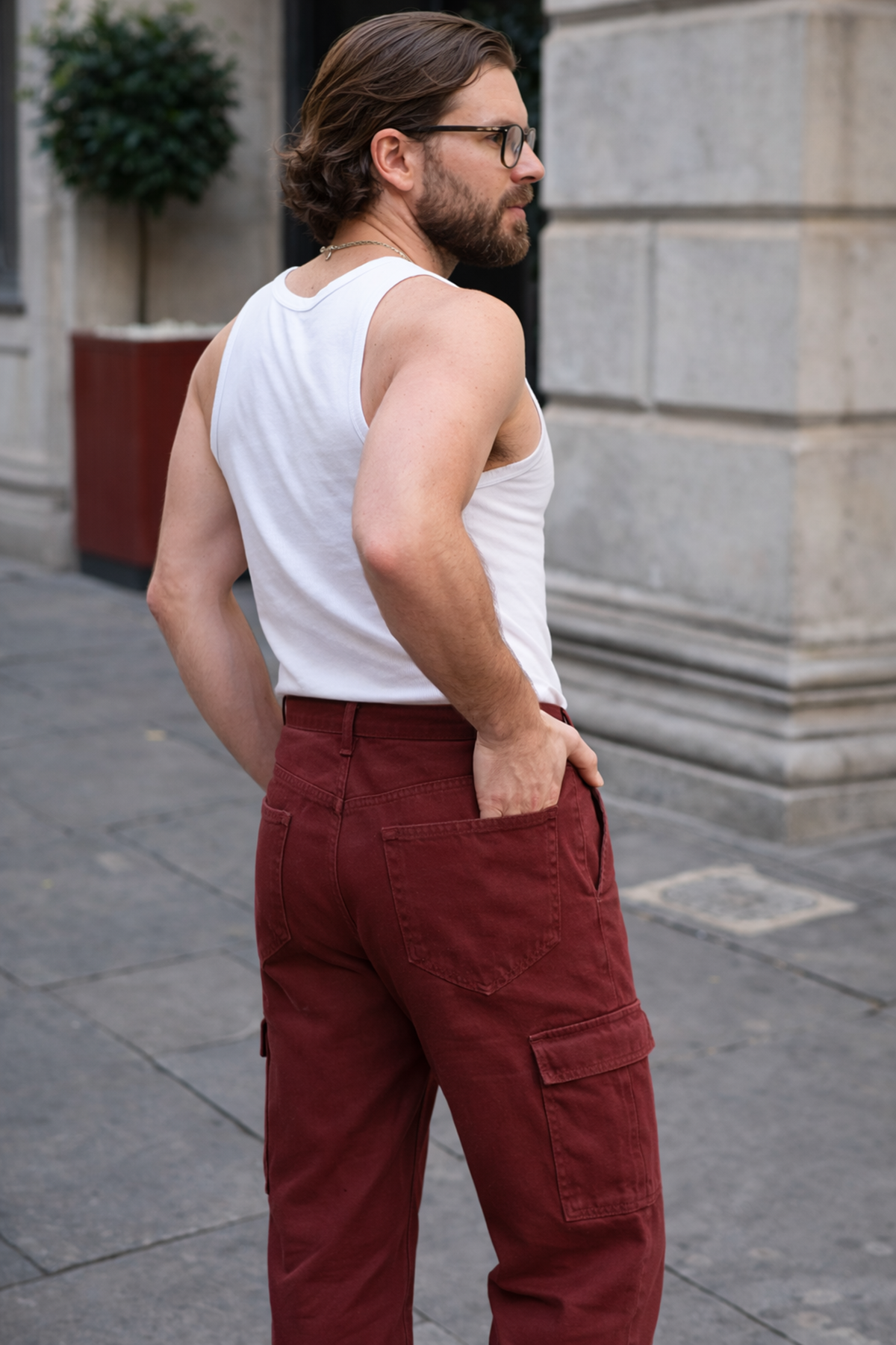 Erkek Günlük Kargo Cep Kiremit Baggy Pantolon