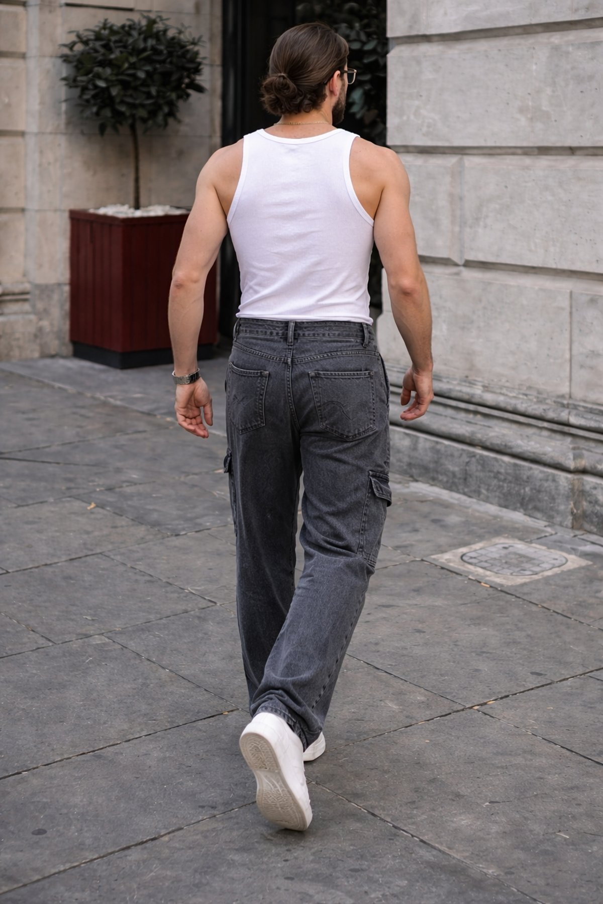 Erkek Günlük Kargo Cep Antrasit Baggy Pantolon