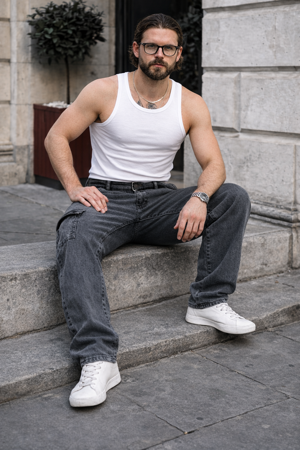 Erkek Günlük Kargo Cep Antrasit Baggy Pantolon