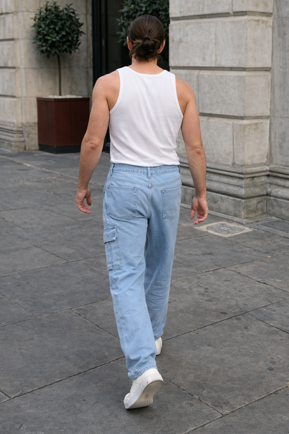 Erkek Günlük Kargo Cep B.Mavi Baggy Pantolon