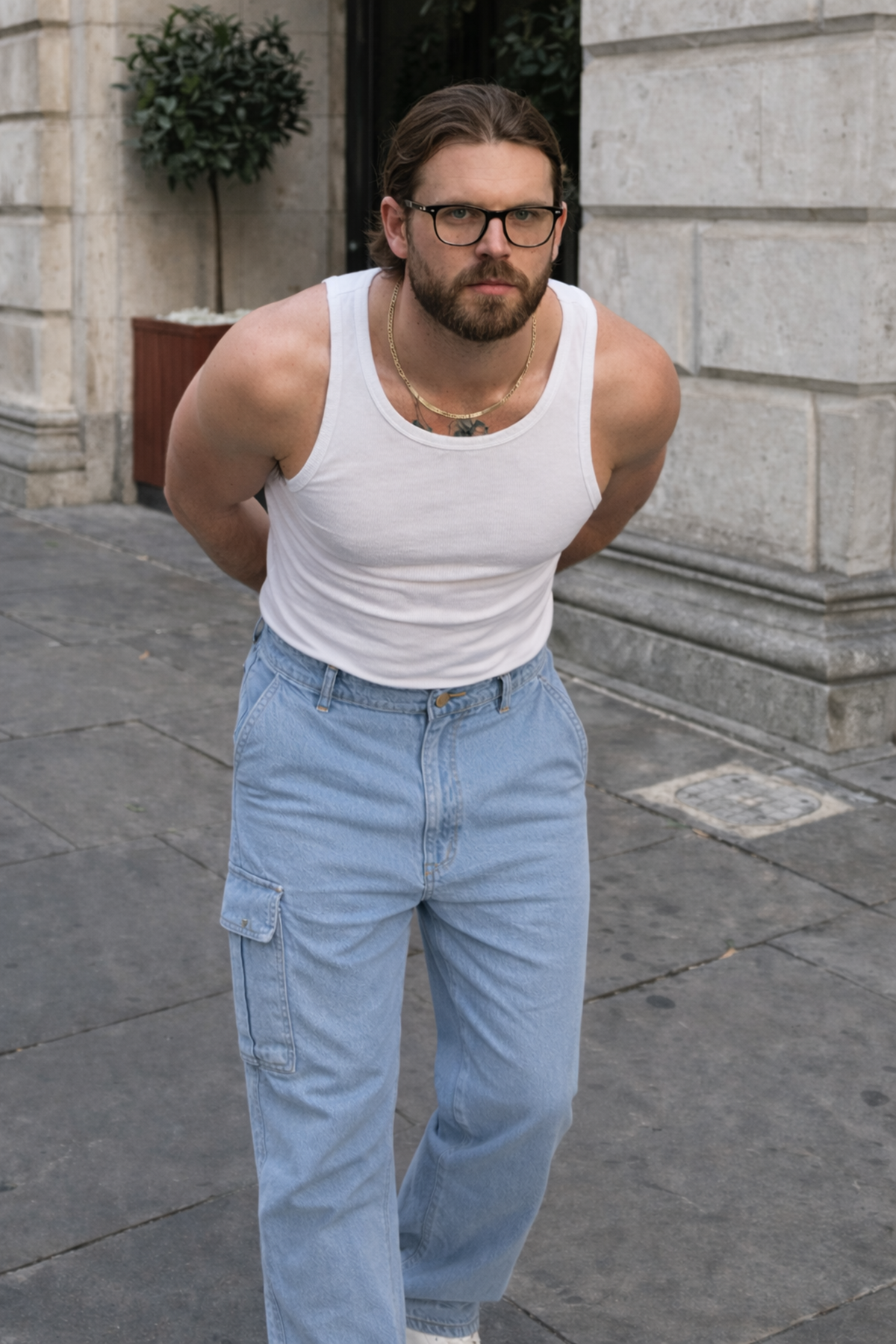 Erkek Günlük Kargo Cep B.Mavi Baggy Pantolon