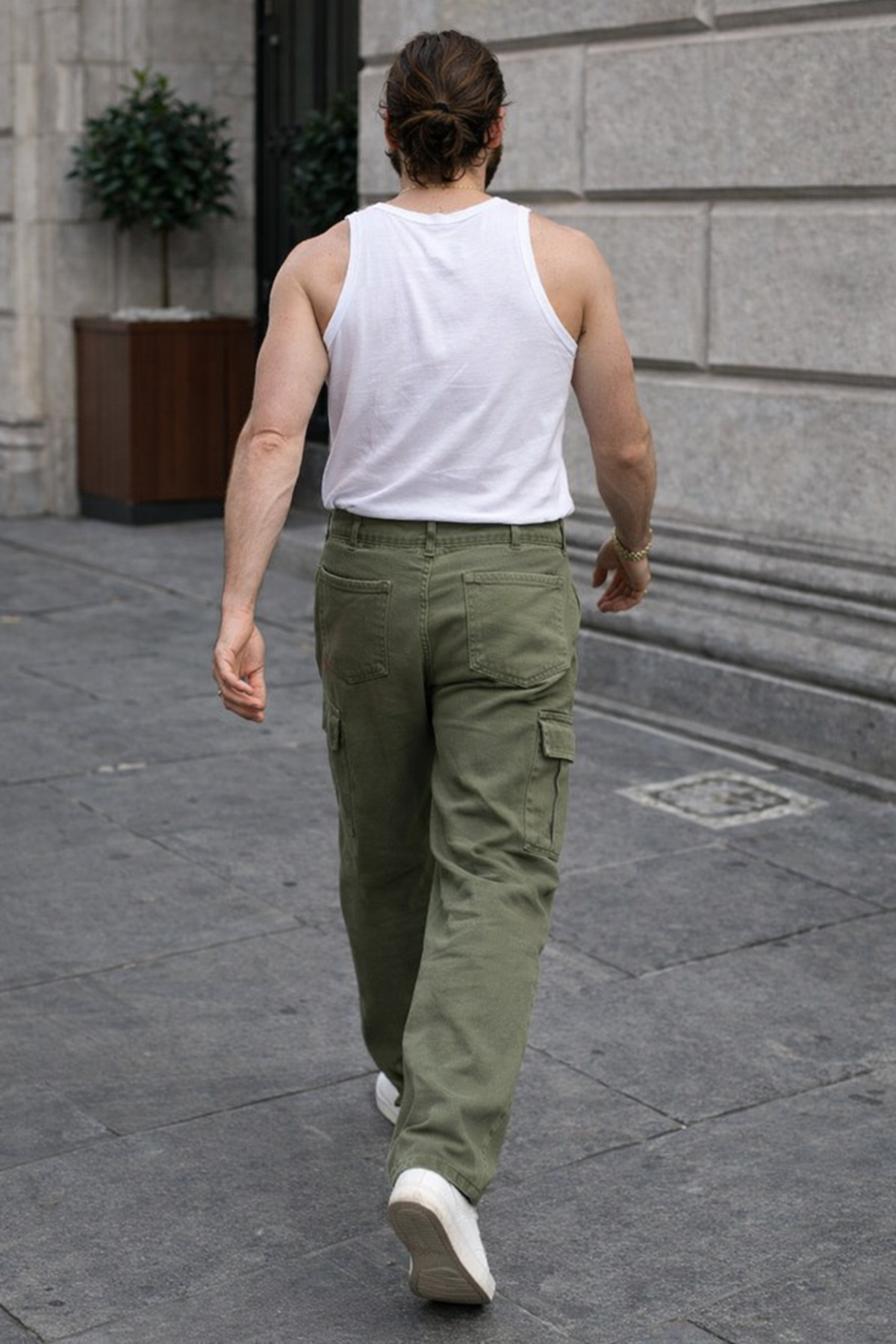 Erkek Günlük Kargo Cep Haki Baggy Pantolon