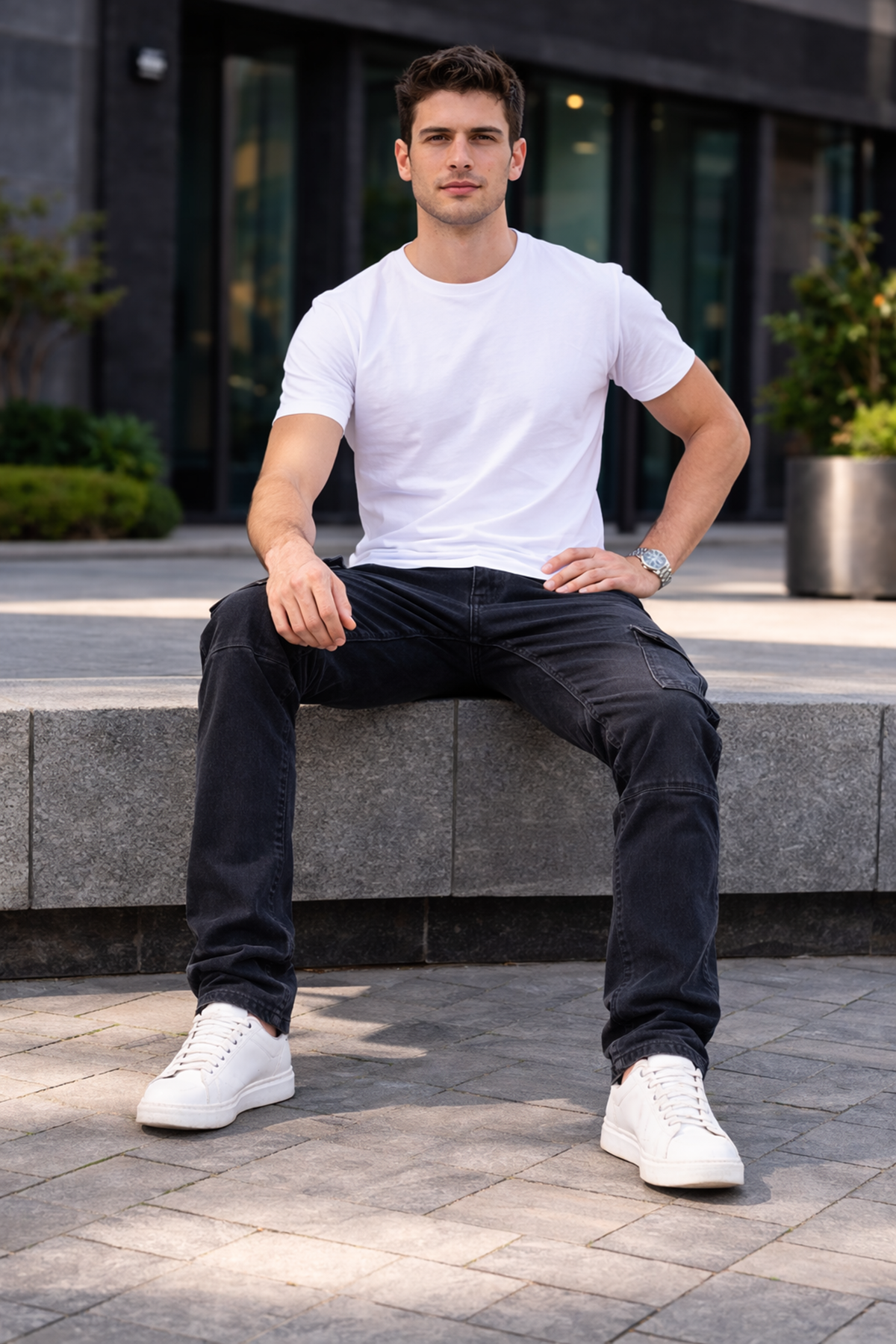 Erkek Trend Bol Paça Günlük Kargo Füme Baggy Pantolon