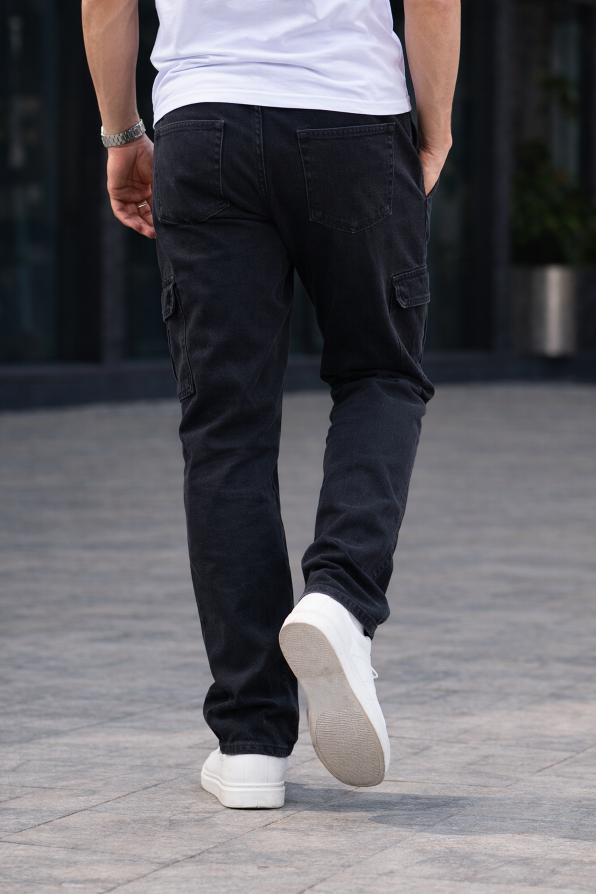 Erkek Trend Bol Paça Günlük Kargo Füme Baggy Pantolon