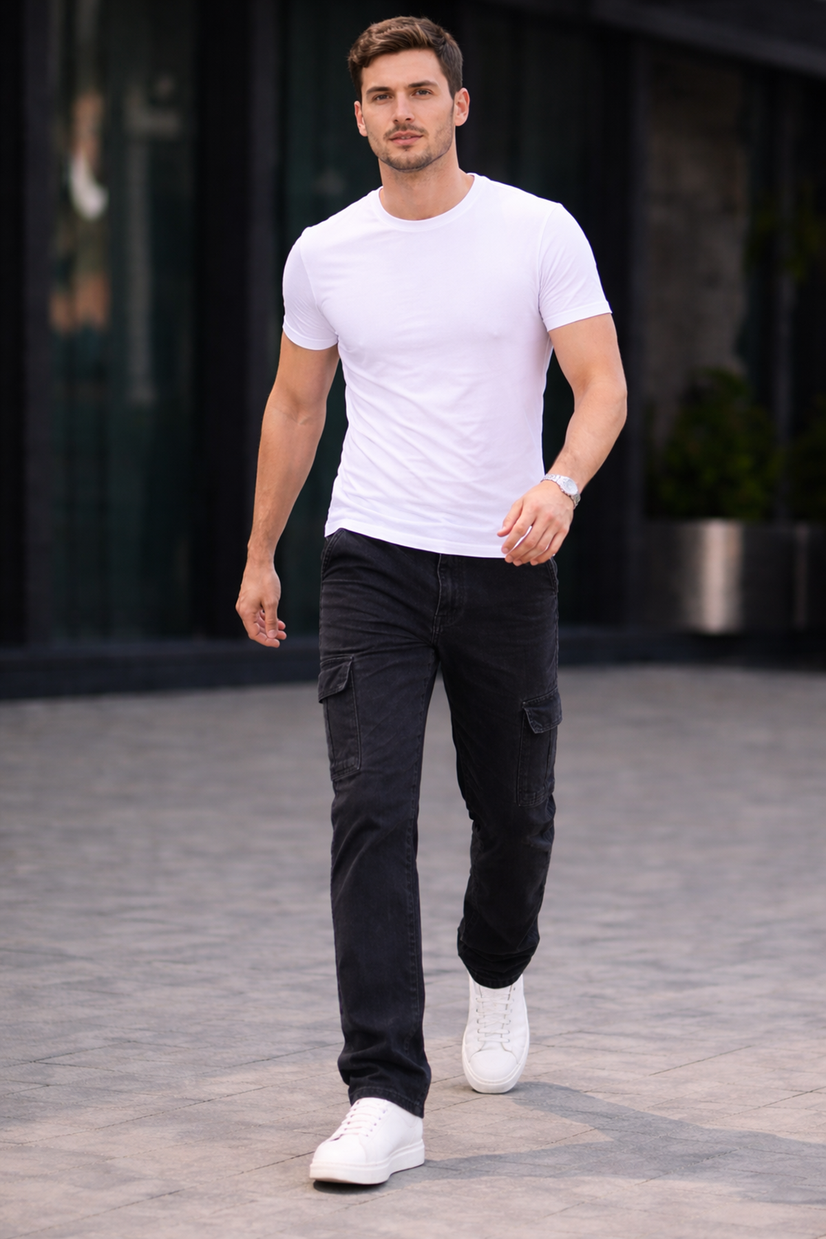 Erkek Trend Bol Paça Günlük Kargo Füme Baggy Pantolon