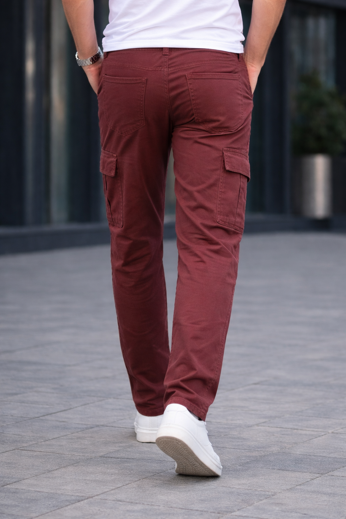 Erkek Trend Bol Paça Günlük Kargo Kiremit Baggy Pantolon