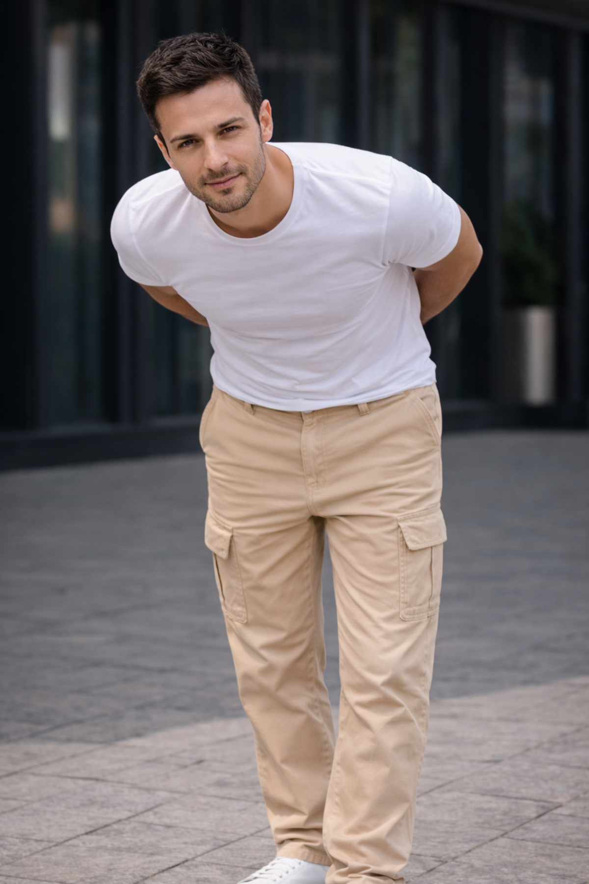 Erkek Trend Bol Paça Günlük Kargo Taş Baggy Pantolon