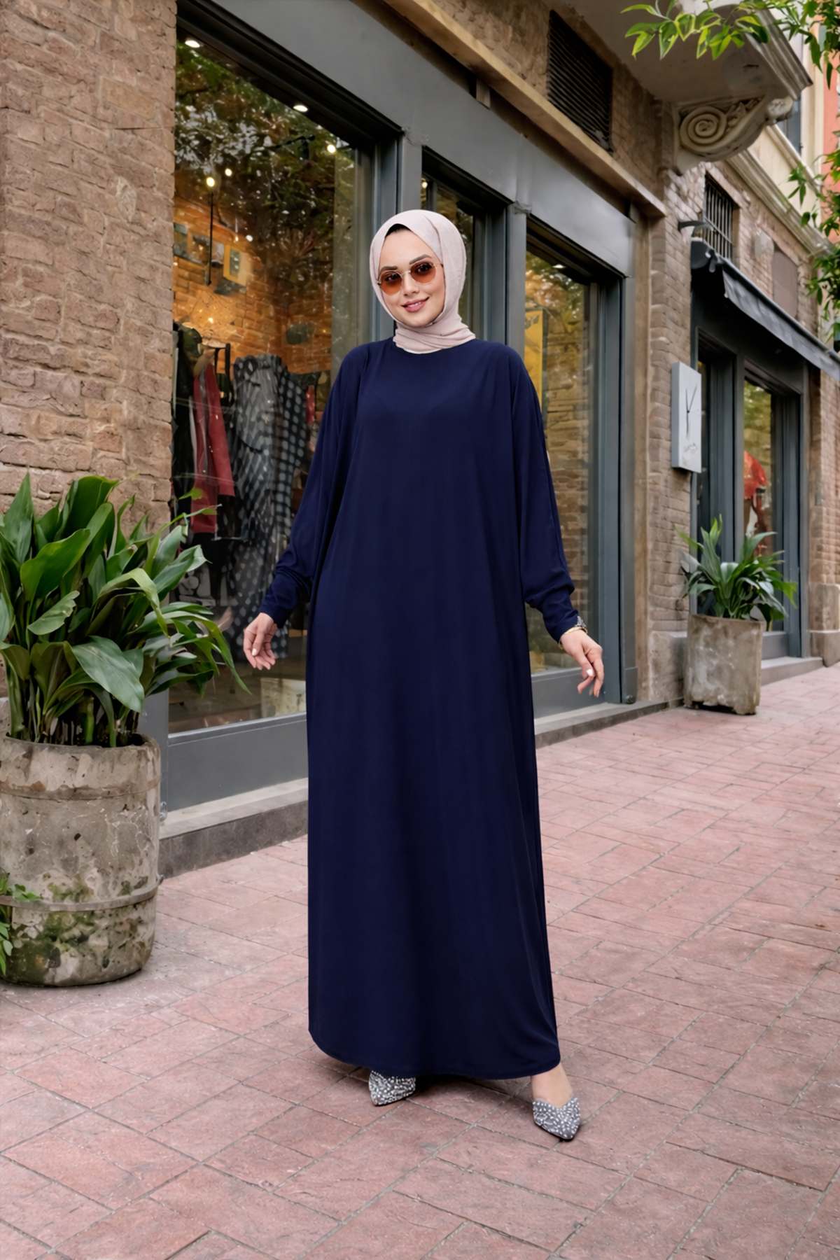 Kadın Premium Comfort Uzun Lacivert  Namaz Elbisesi