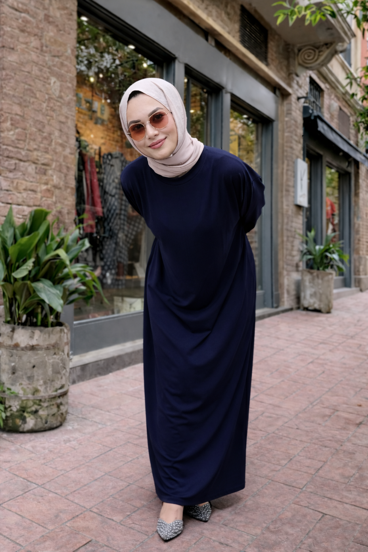 Kadın Premium Comfort Uzun Lacivert  Namaz Elbisesi