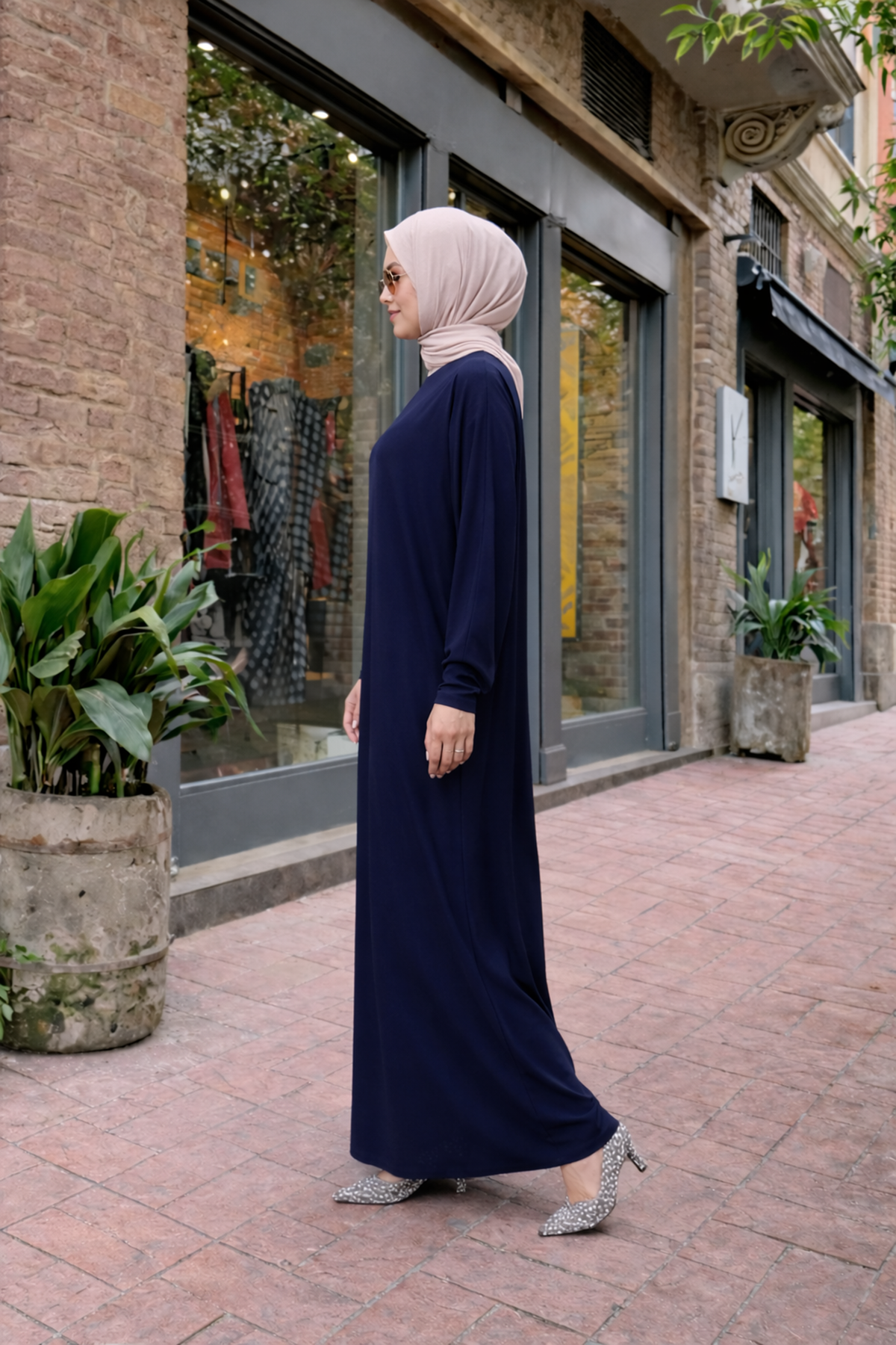 Kadın Premium Comfort Uzun Lacivert  Namaz Elbisesi