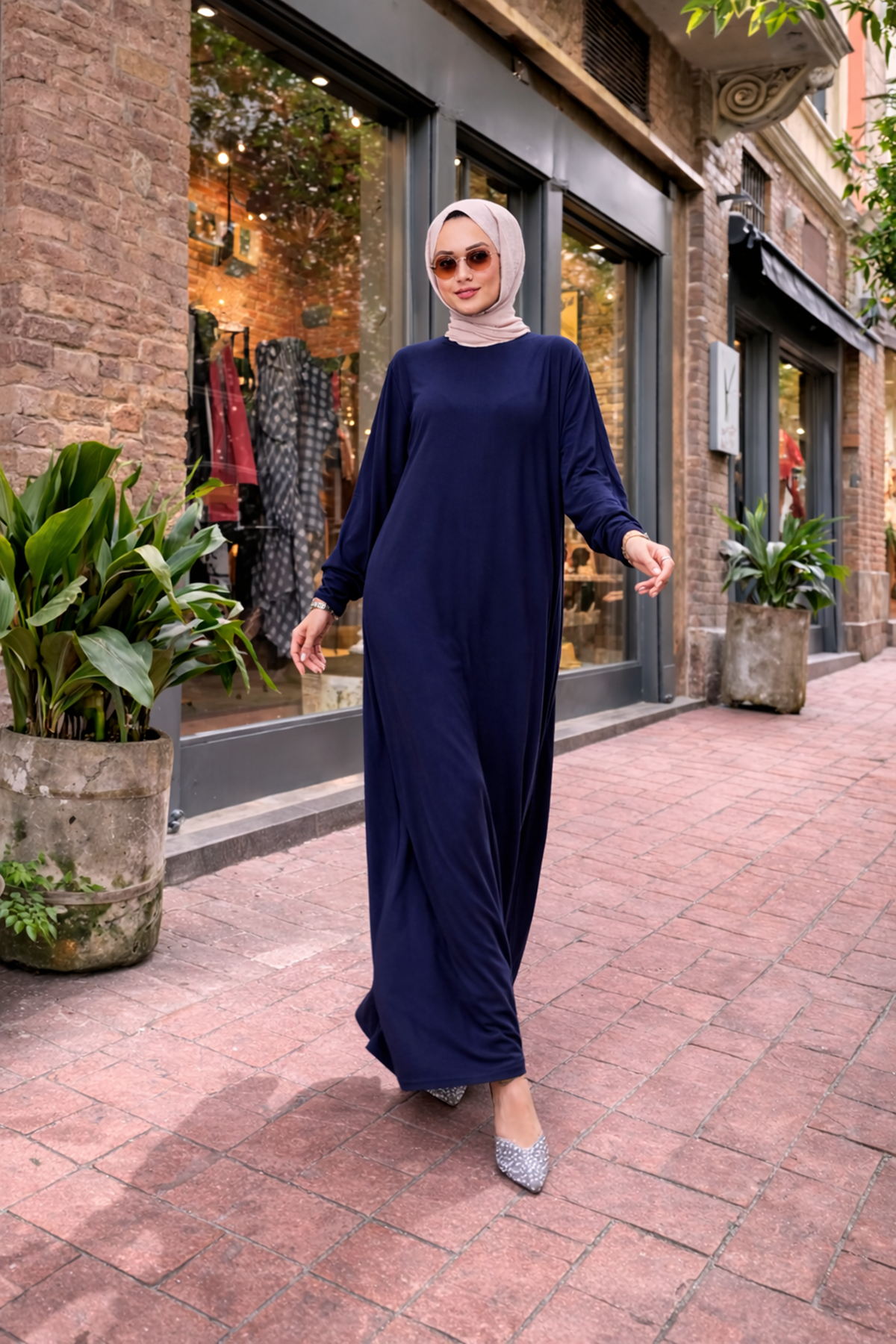 Kadın Premium Comfort Uzun Lacivert  Namaz Elbisesi