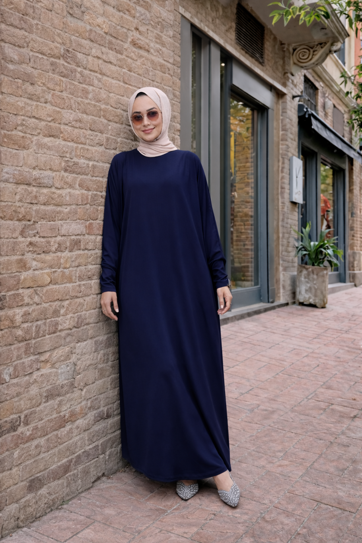 Kadın Premium Comfort Uzun Lacivert  Namaz Elbisesi