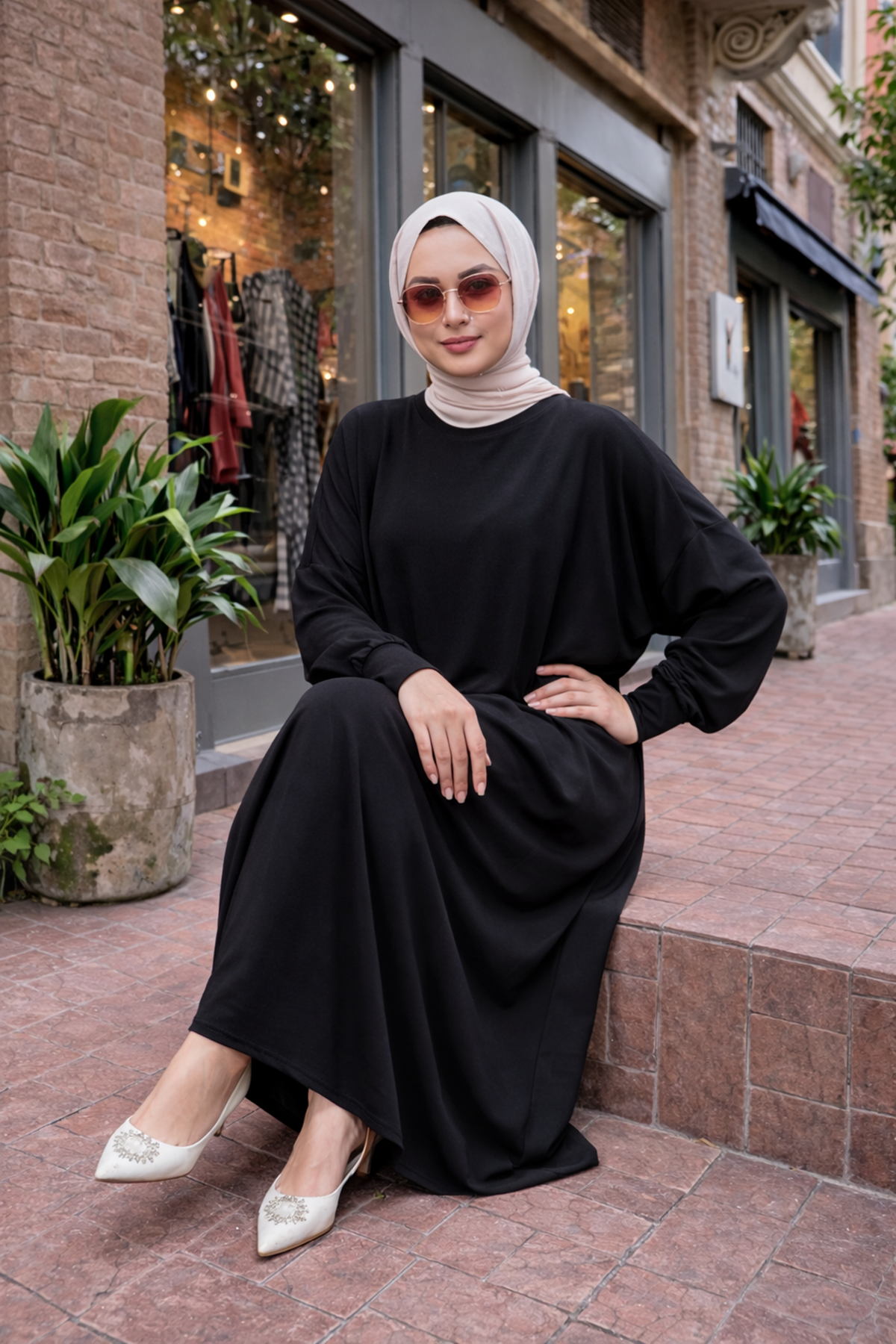 Kadın Premium Comfort Uzun Siyah Namaz Elbisesi