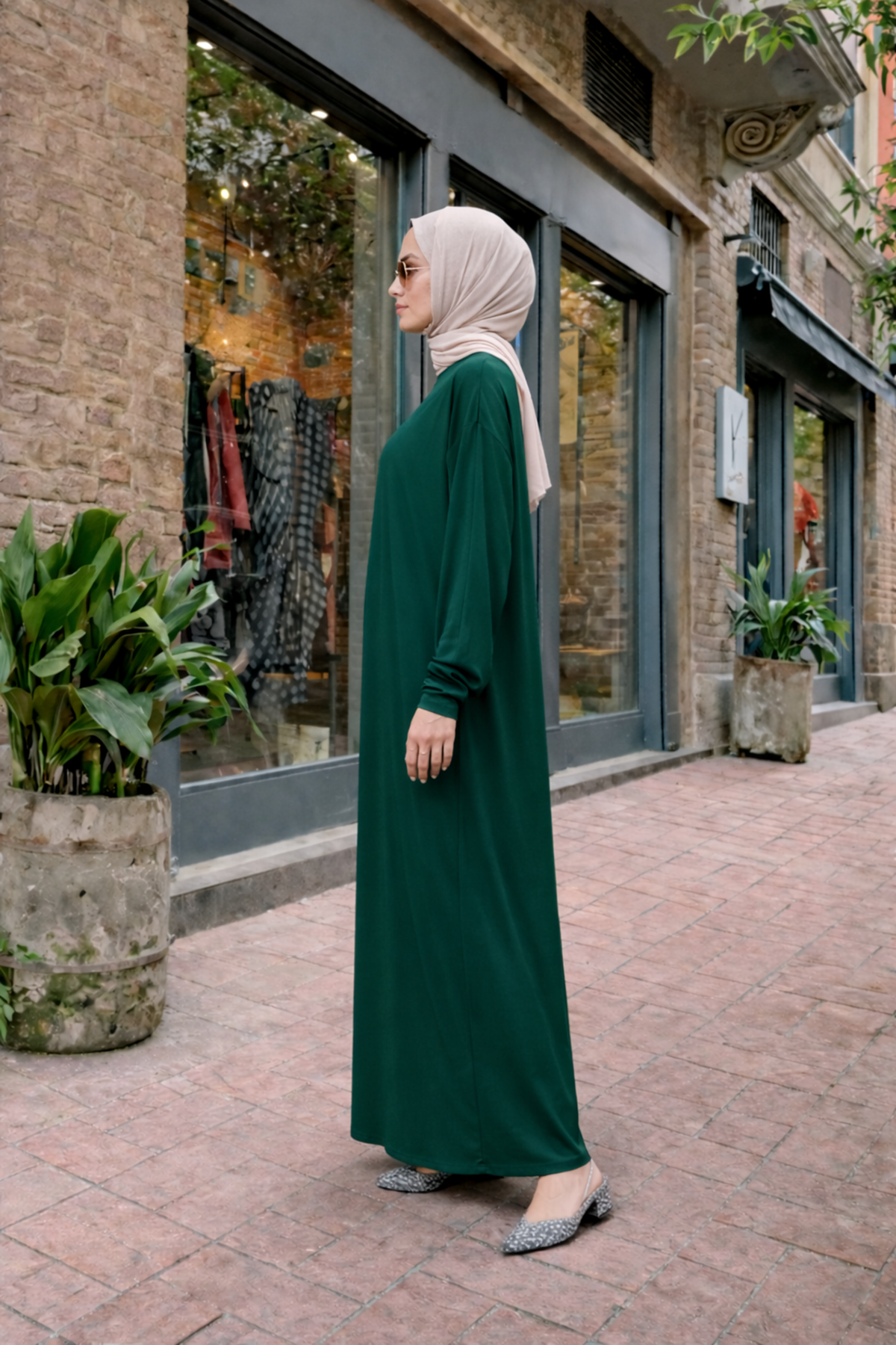 Kadın Premium Comfort Uzun Yeşil Namaz Elbisesi