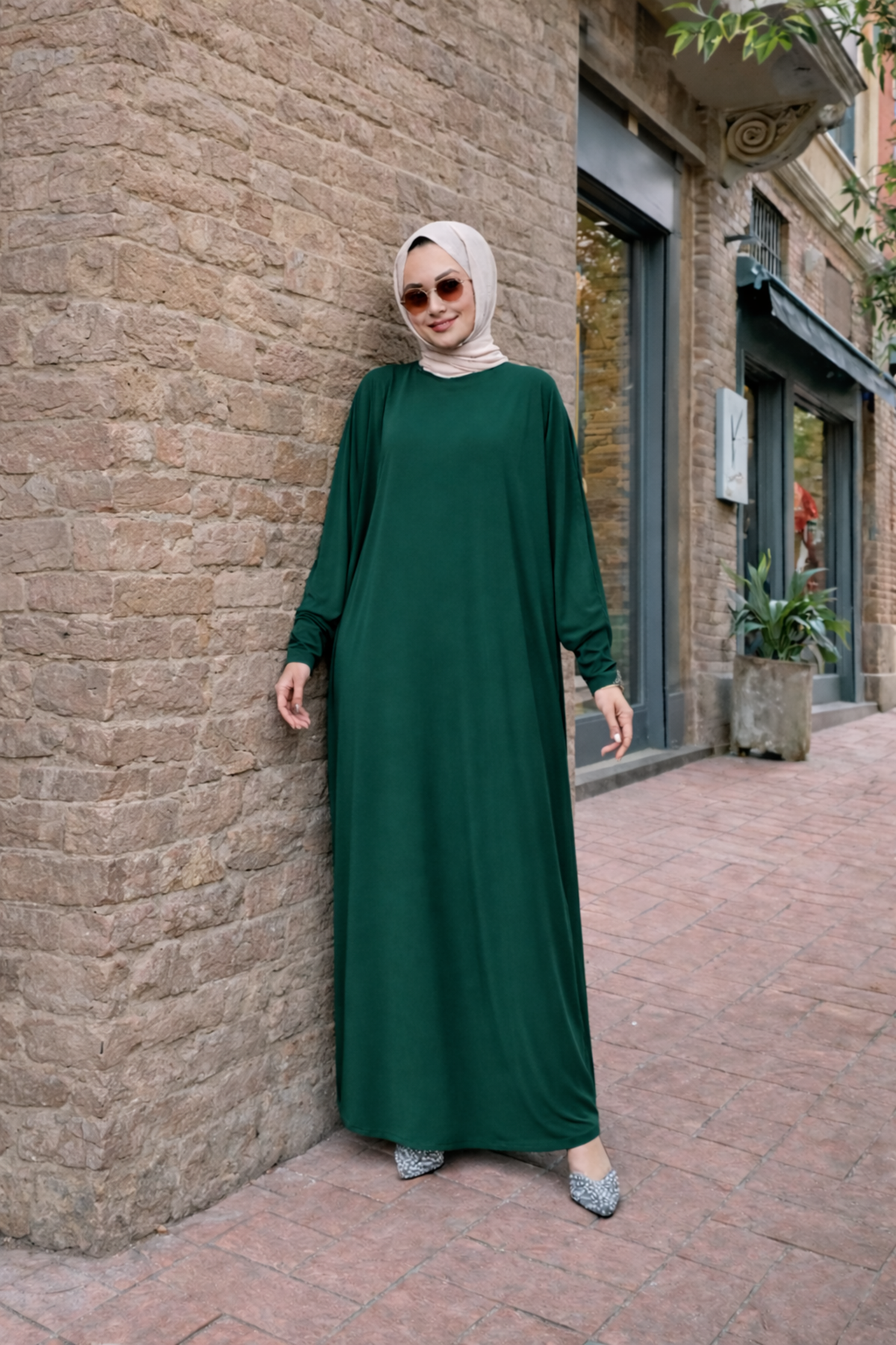 Kadın Premium Comfort Uzun Yeşil Namaz Elbisesi