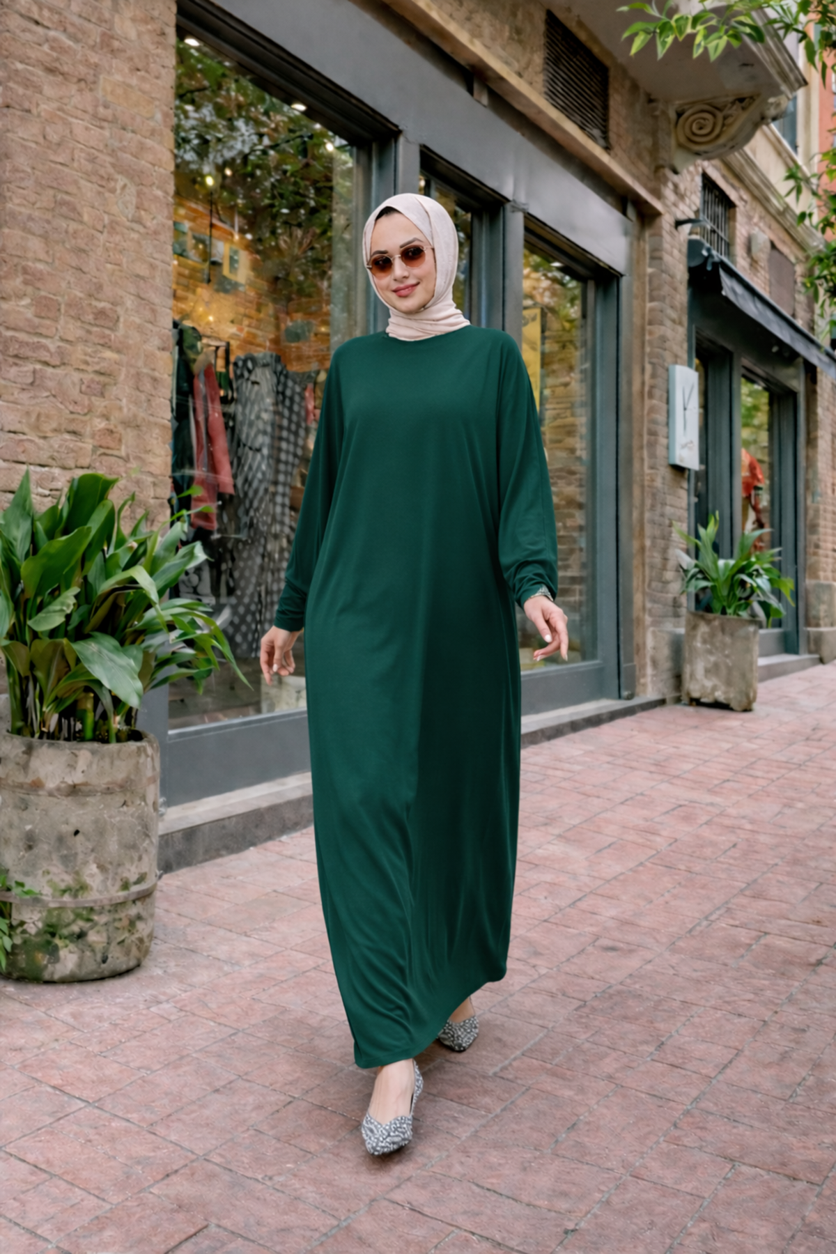 Kadın Premium Comfort Uzun Yeşil Namaz Elbisesi