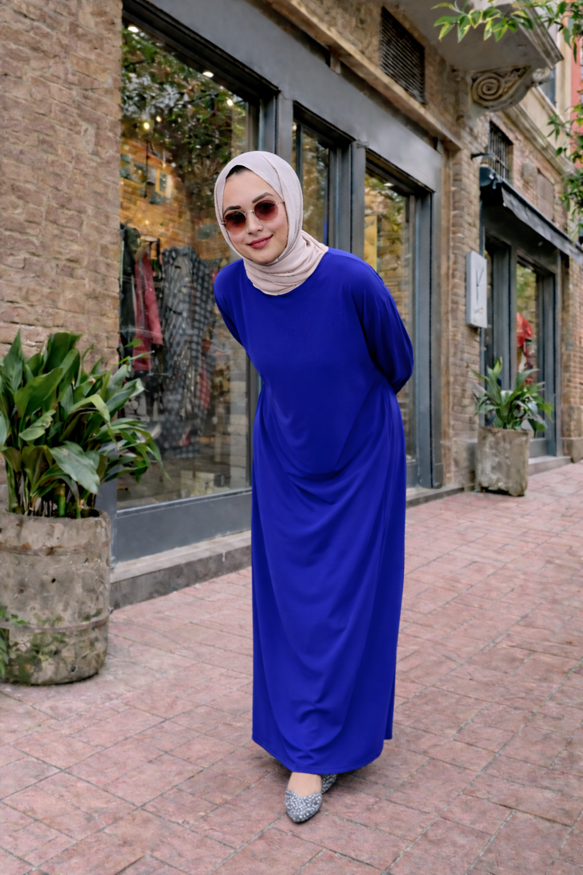 Kadın Premium Comfort Uzun Mavi Namaz Elbisesi