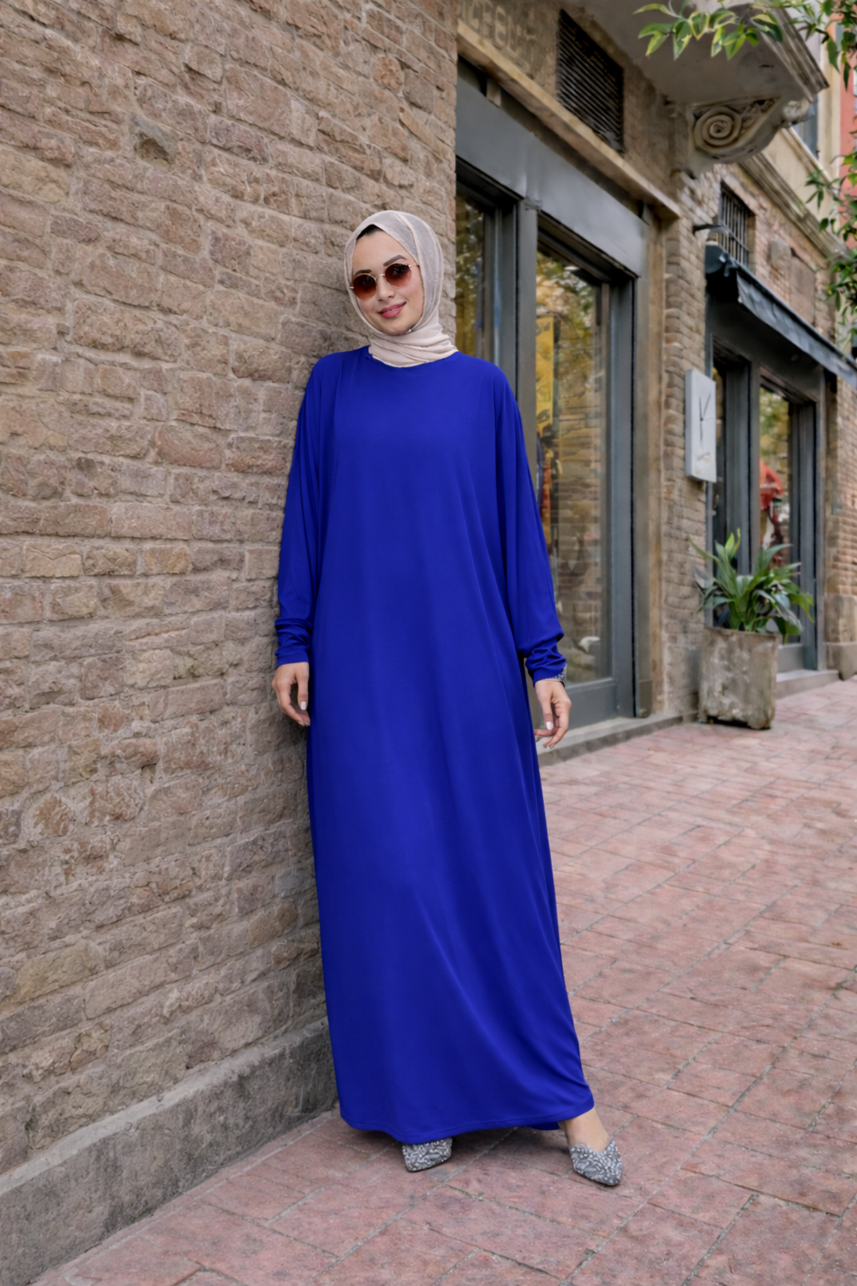 Kadın Premium Comfort Uzun Mavi Namaz Elbisesi