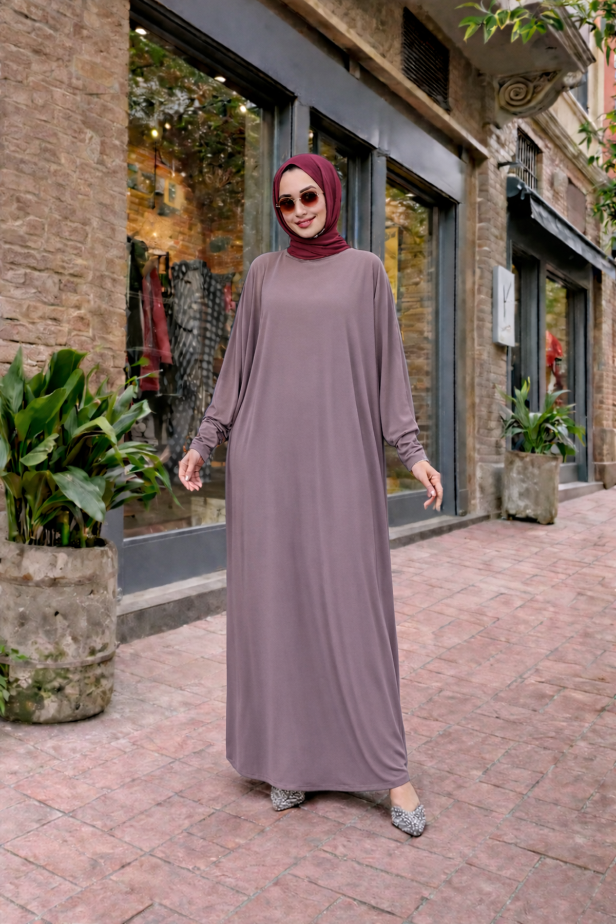 Kadın Premium Comfort Uzun Pembe Namaz Elbisesi