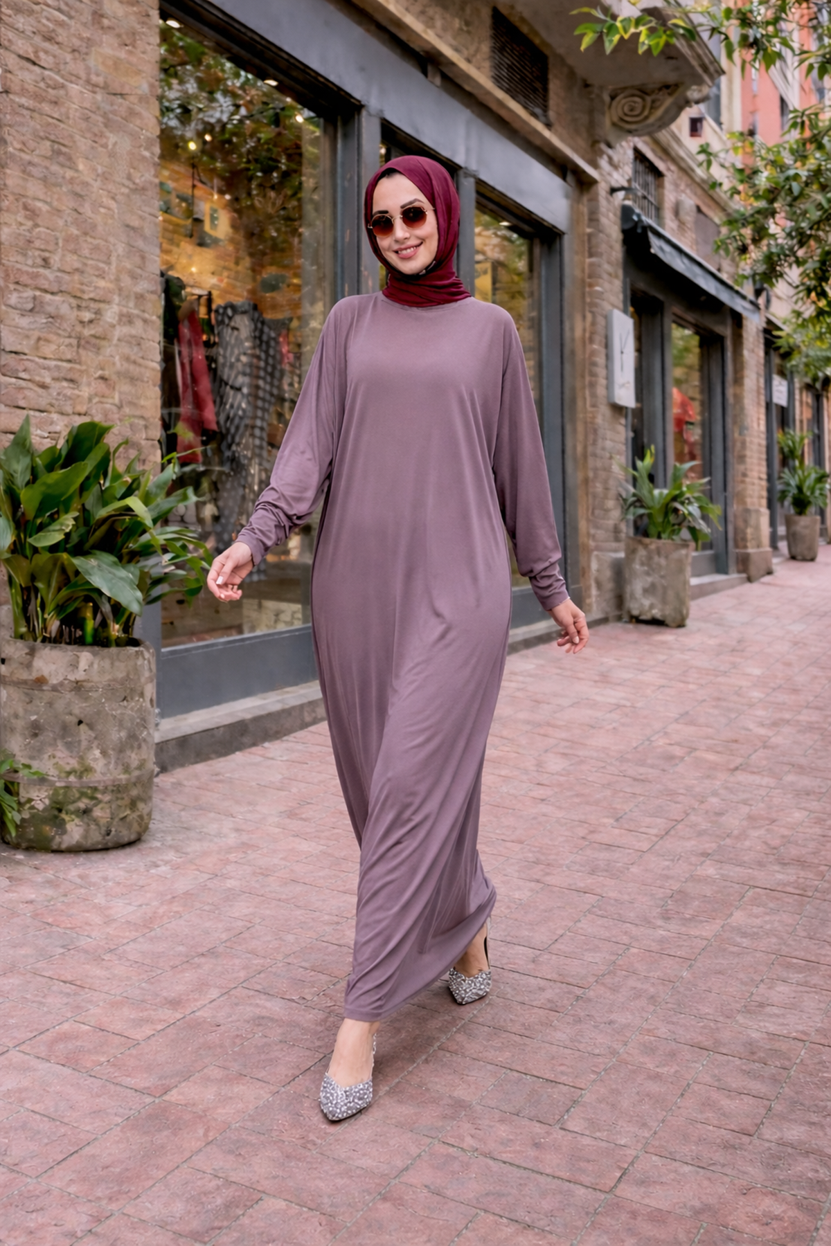 Kadın Premium Comfort Uzun Pembe Namaz Elbisesi