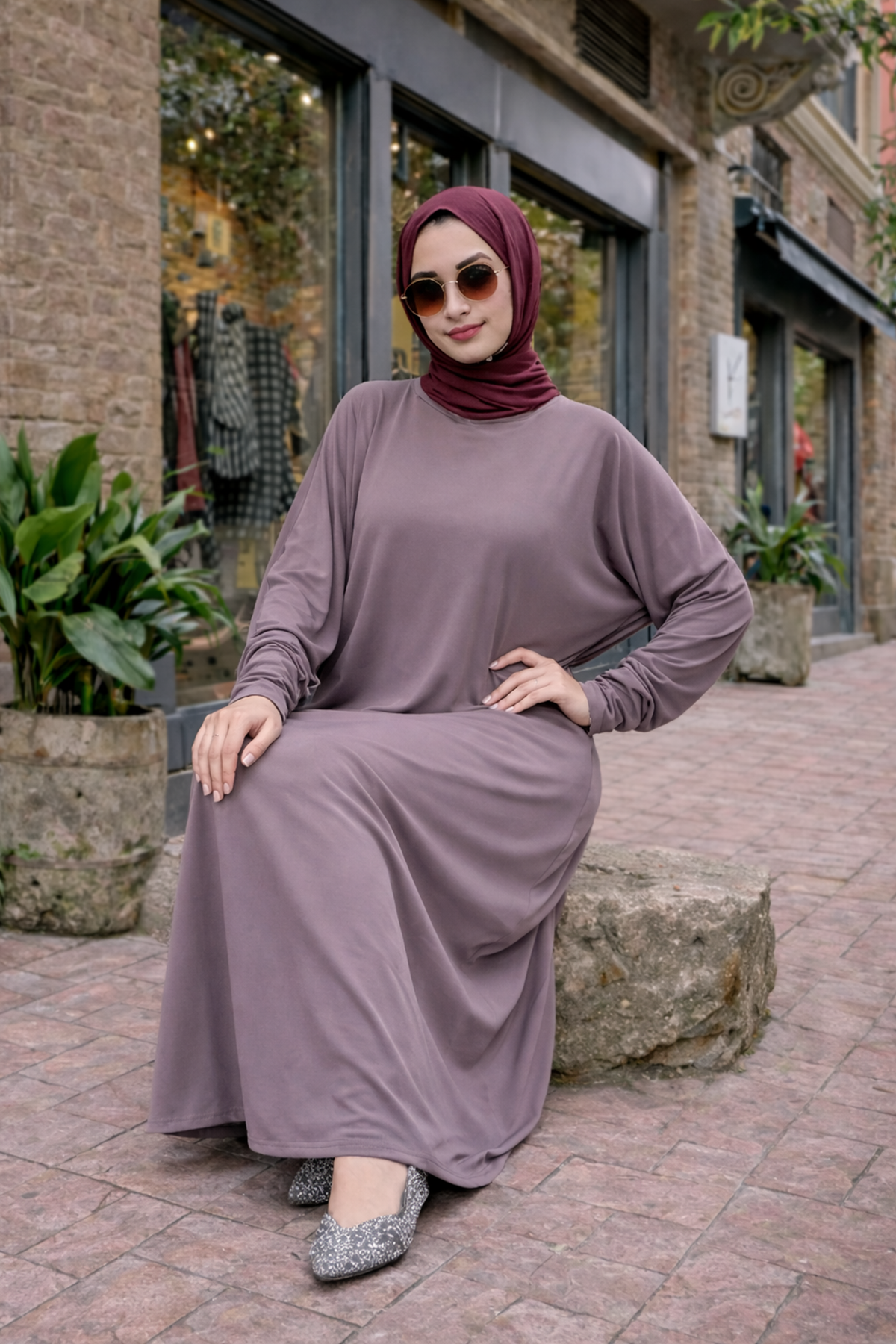 Kadın Premium Comfort Uzun Pembe Namaz Elbisesi