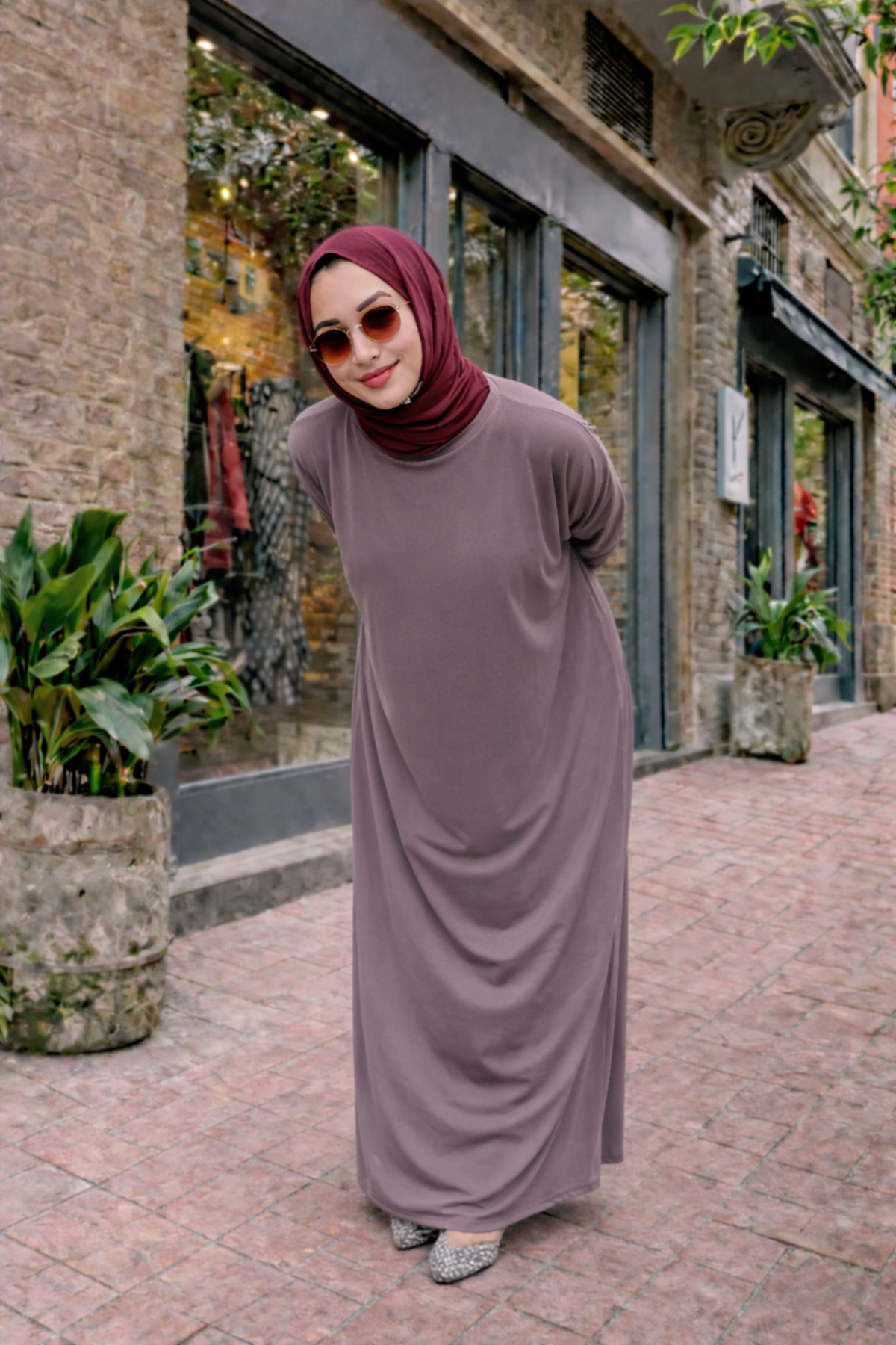 Kadın Premium Comfort Uzun Pembe Namaz Elbisesi