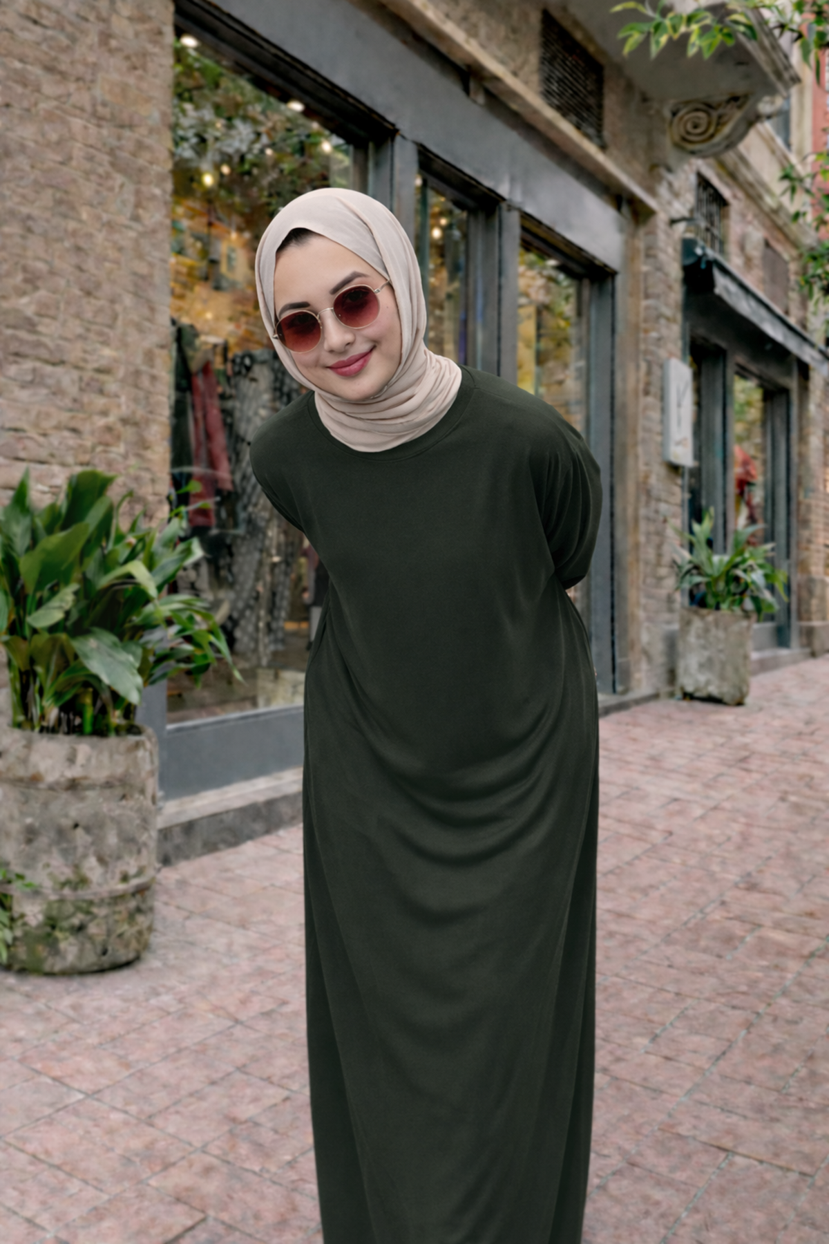 Kadın Premium Comfort Uzun Haki Namaz Elbisesi