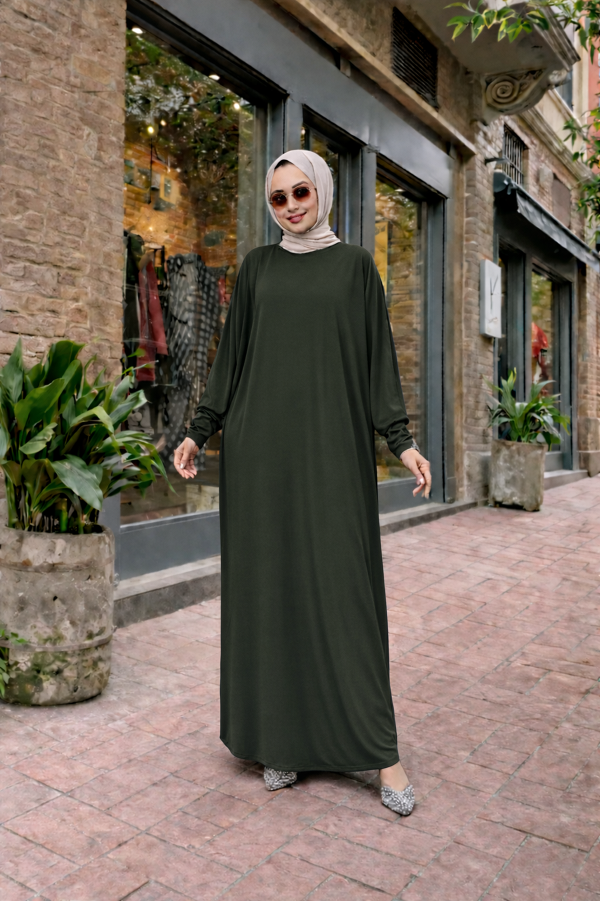 Kadın Premium Comfort Uzun Haki Namaz Elbisesi