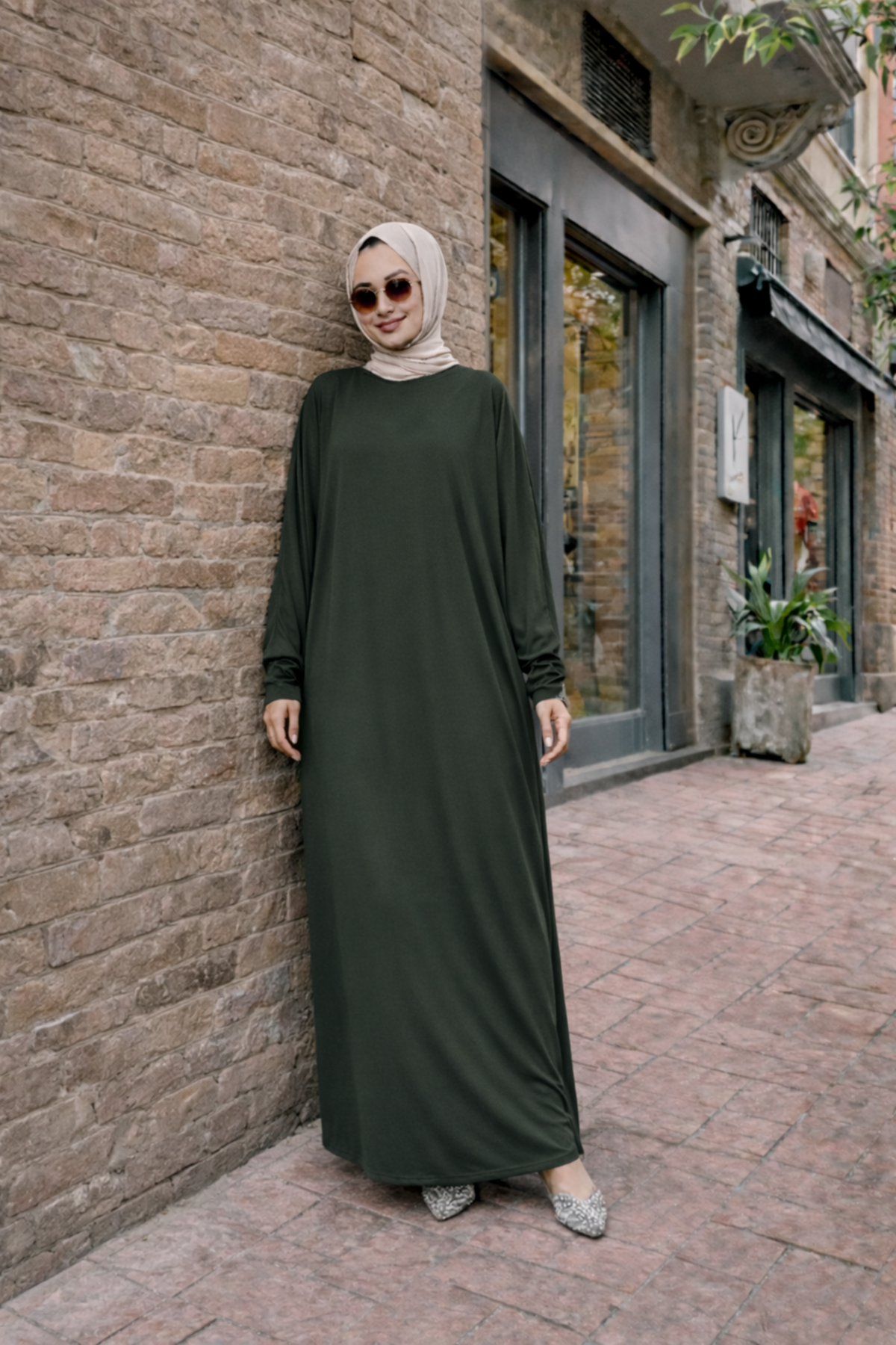 Kadın Premium Comfort Uzun Haki Namaz Elbisesi