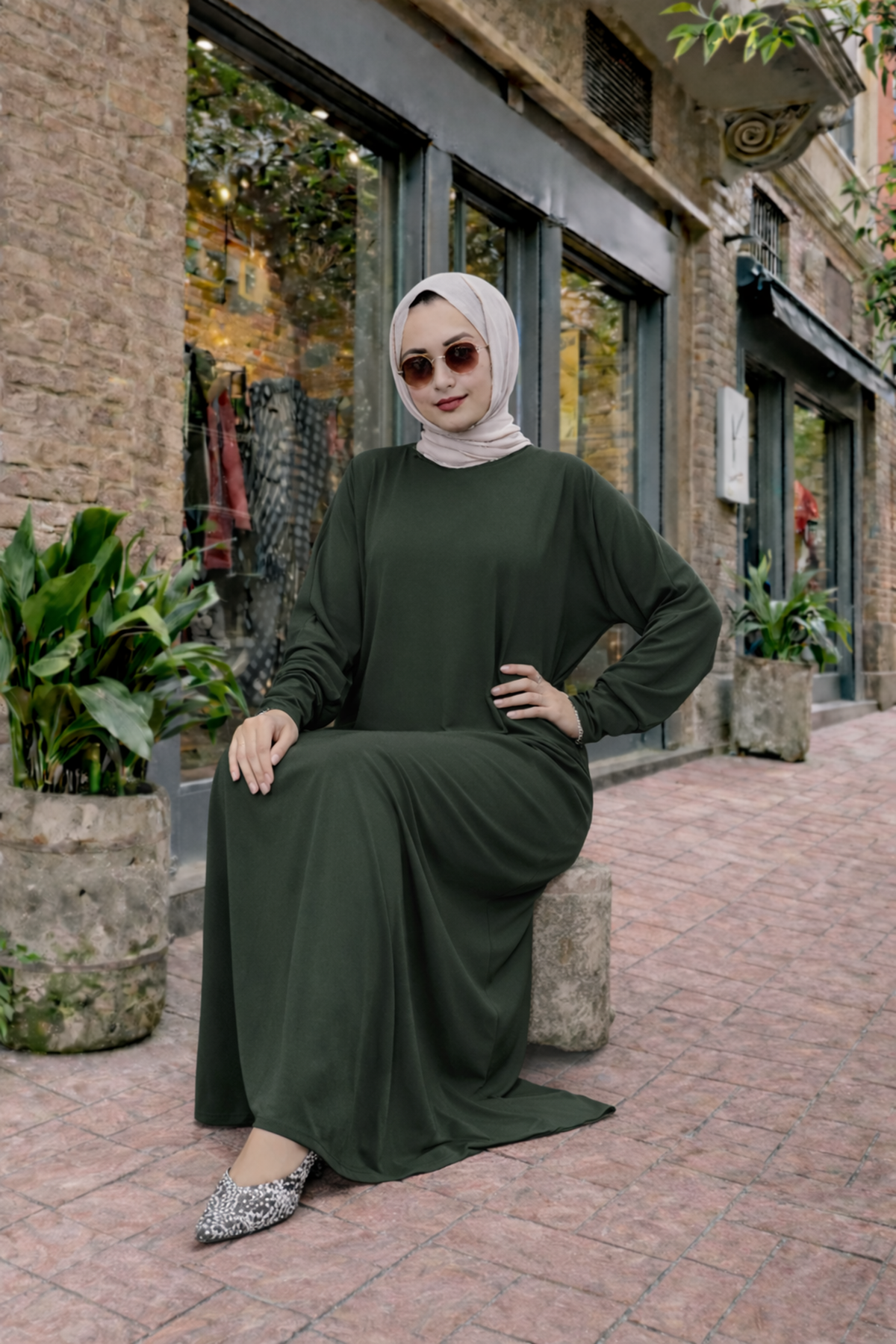 Kadın Premium Comfort Uzun Haki Namaz Elbisesi