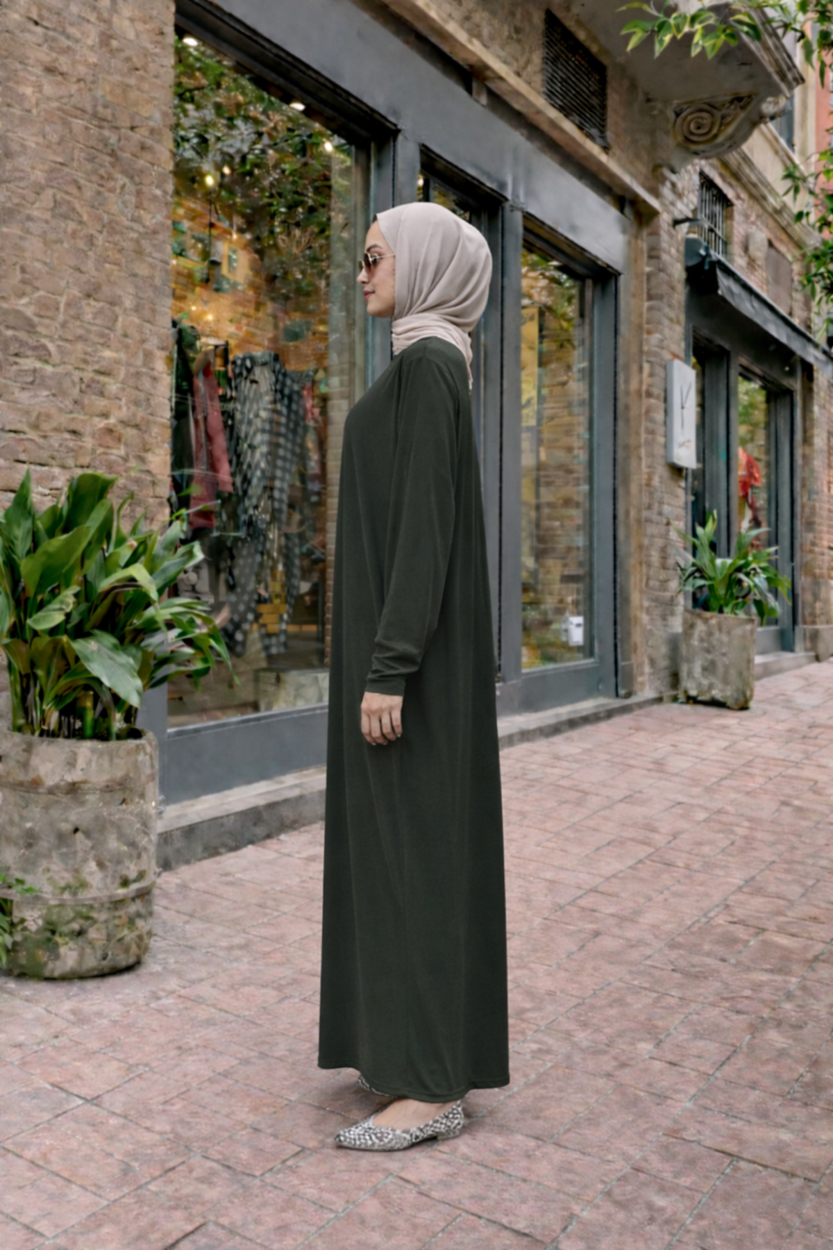 Kadın Premium Comfort Uzun Haki Namaz Elbisesi