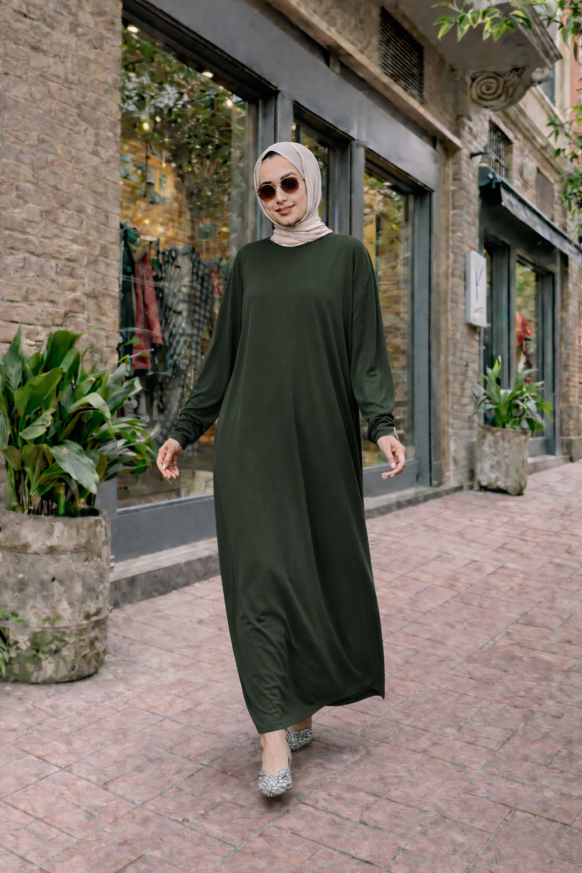 Kadın Premium Comfort Uzun Haki Namaz Elbisesi