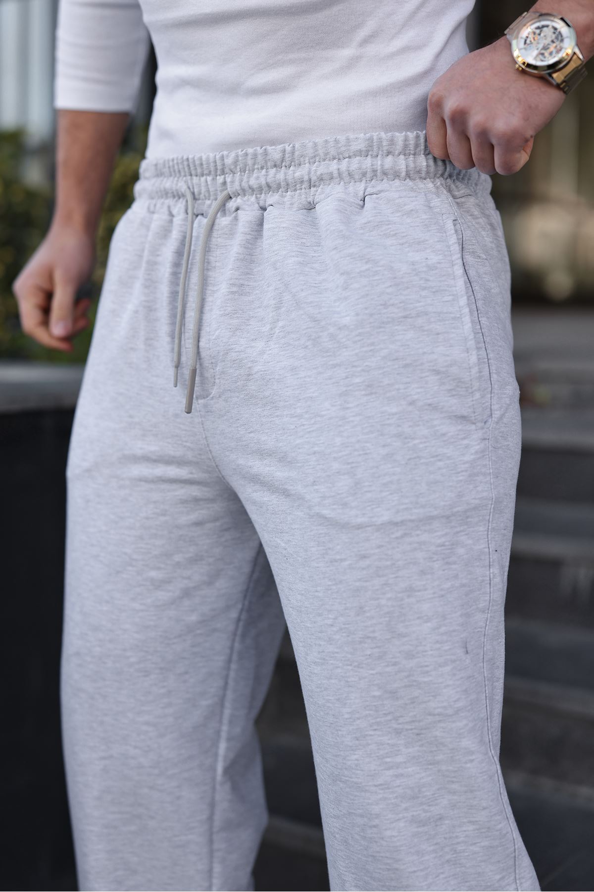 Erkek Günlük Yazlık Beli Lastikli A.Gri Eşofman Altı