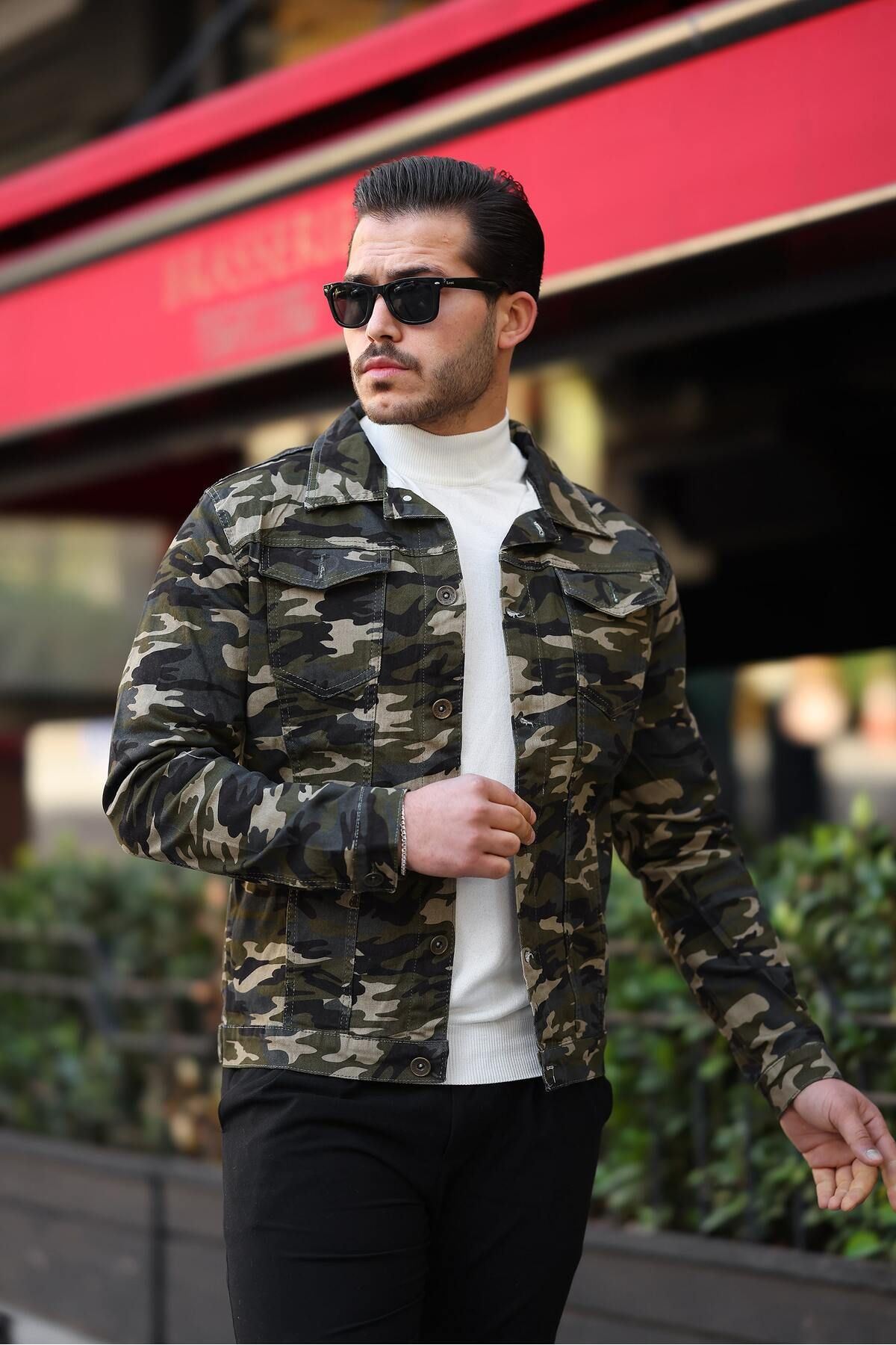 Erkek A Kalite Slim Fit Denim Kot Ceket