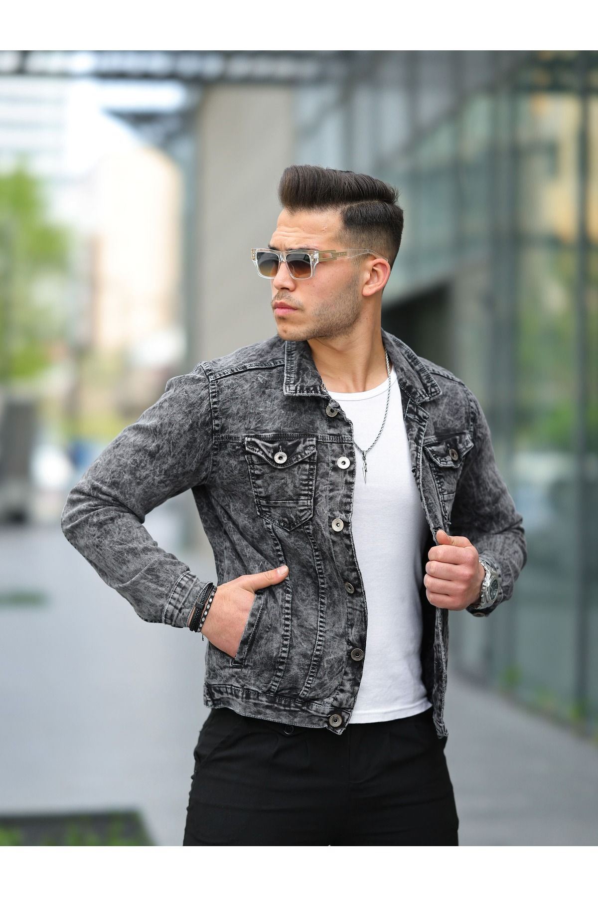 Erkek Gri Kot Ceket