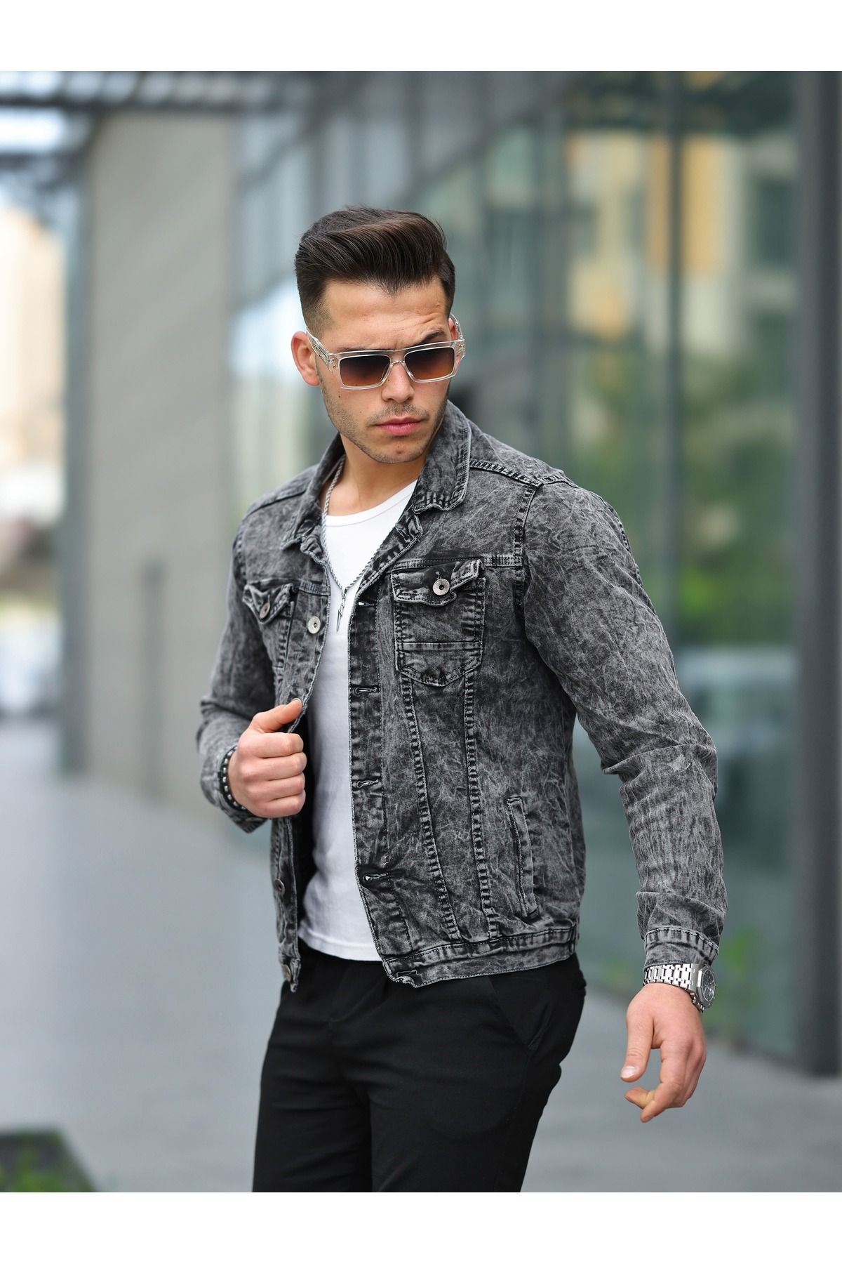Erkek Gri Kot Ceket