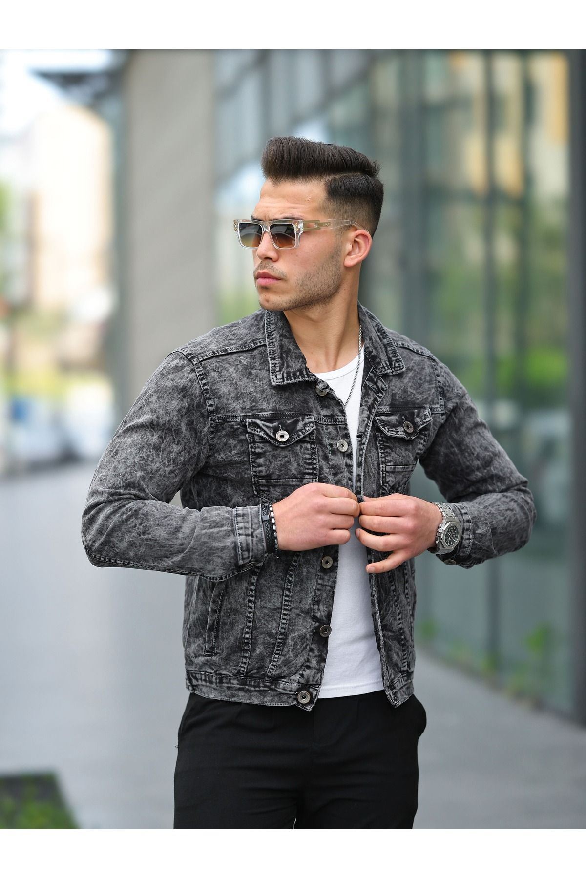 Erkek Gri Kot Ceket