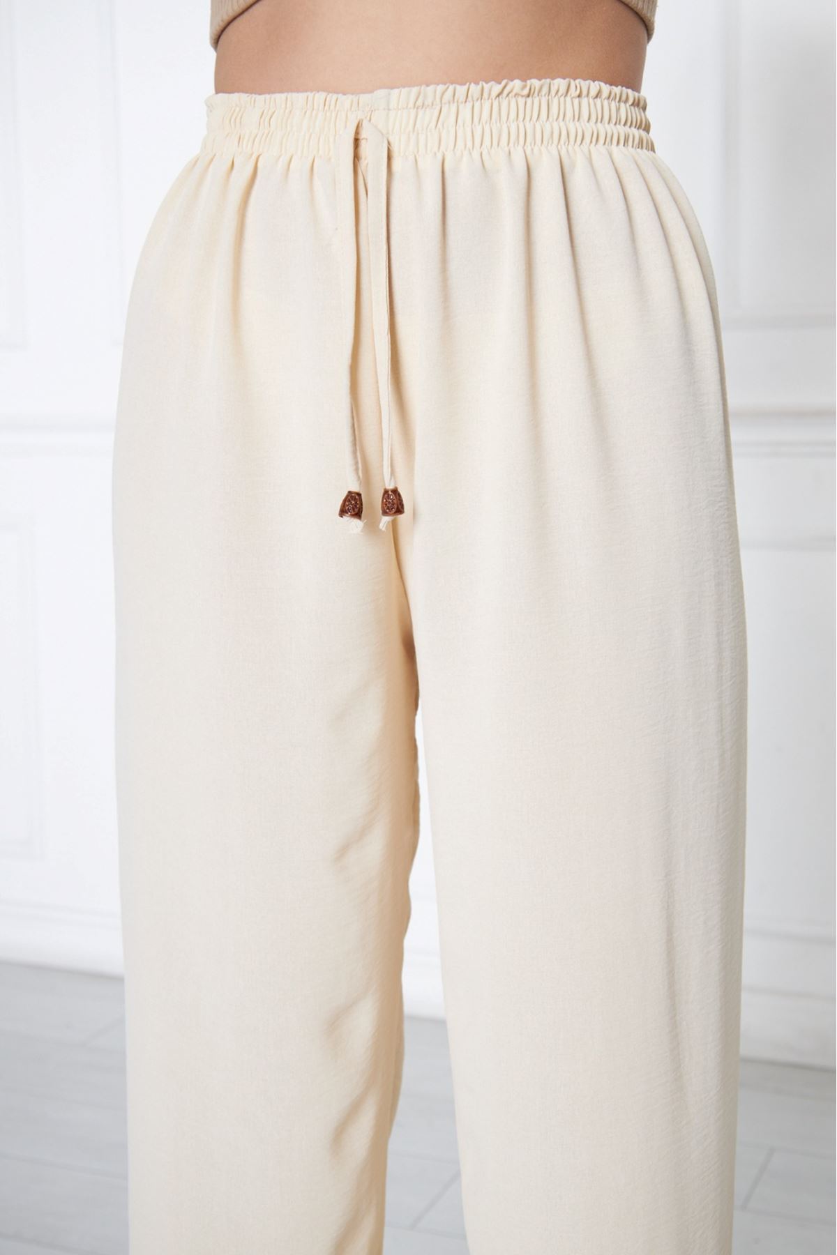 Kadın Aerobin Geniş Paça Palazzo Bel Lastikli Pantolon