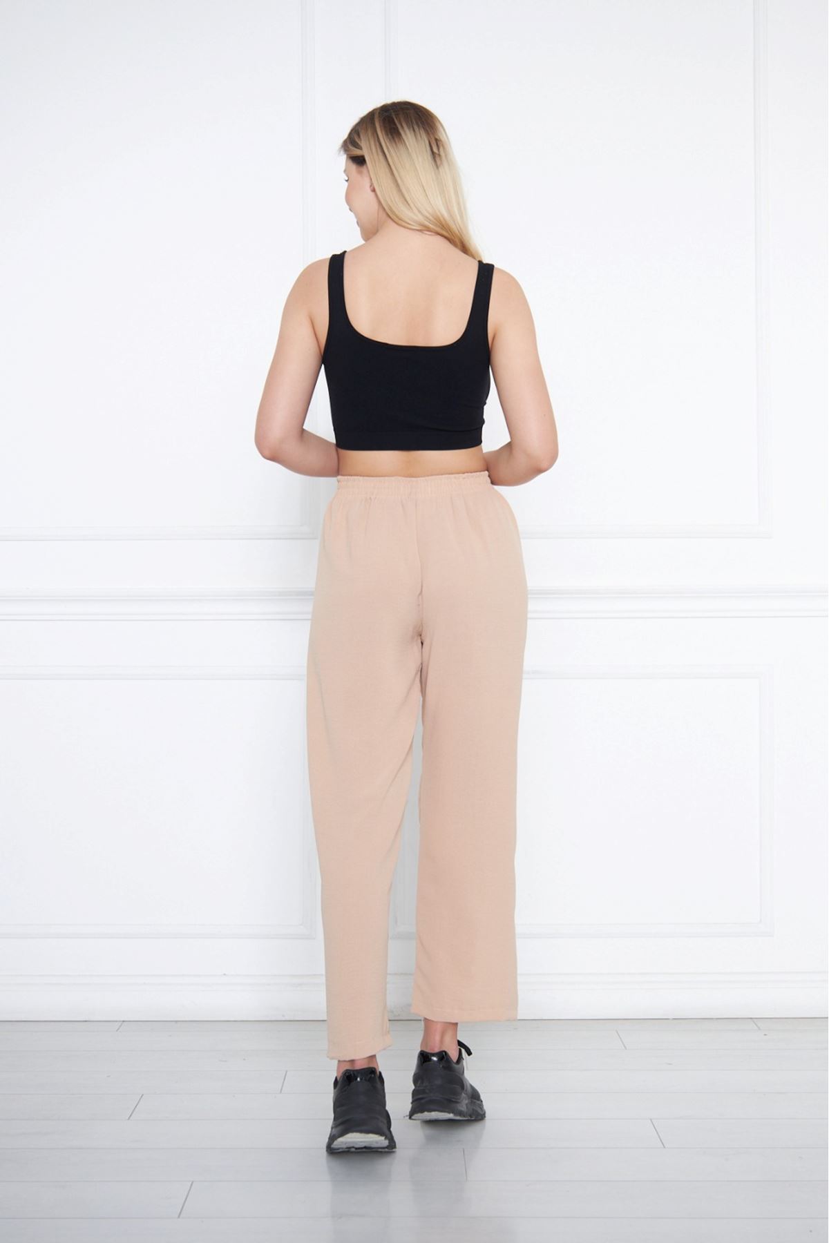 Kadın Aerobin Geniş Paça Palazzo Bel Lastikli Pantolon