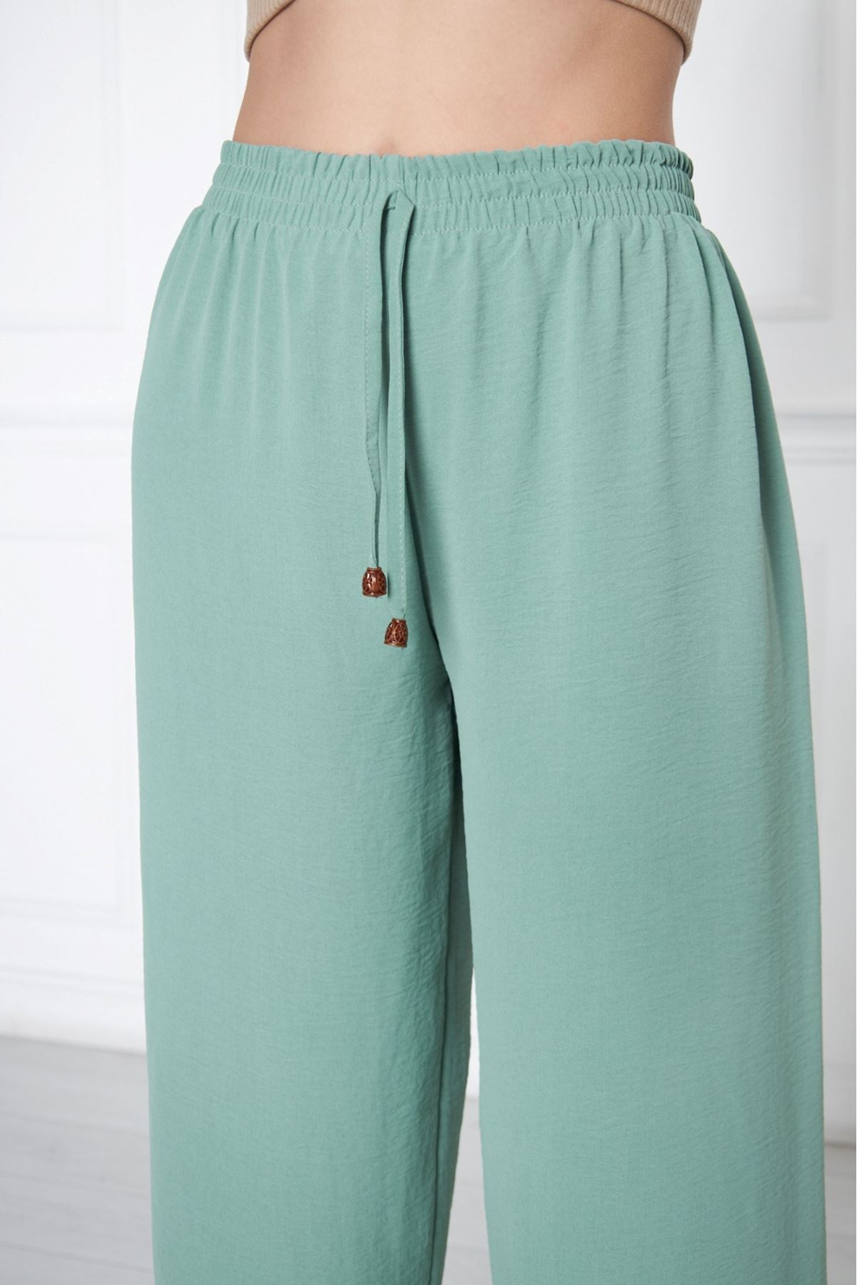 Kadın Aerobin Geniş Paça Palazzo Bel Lastikli Pantolon