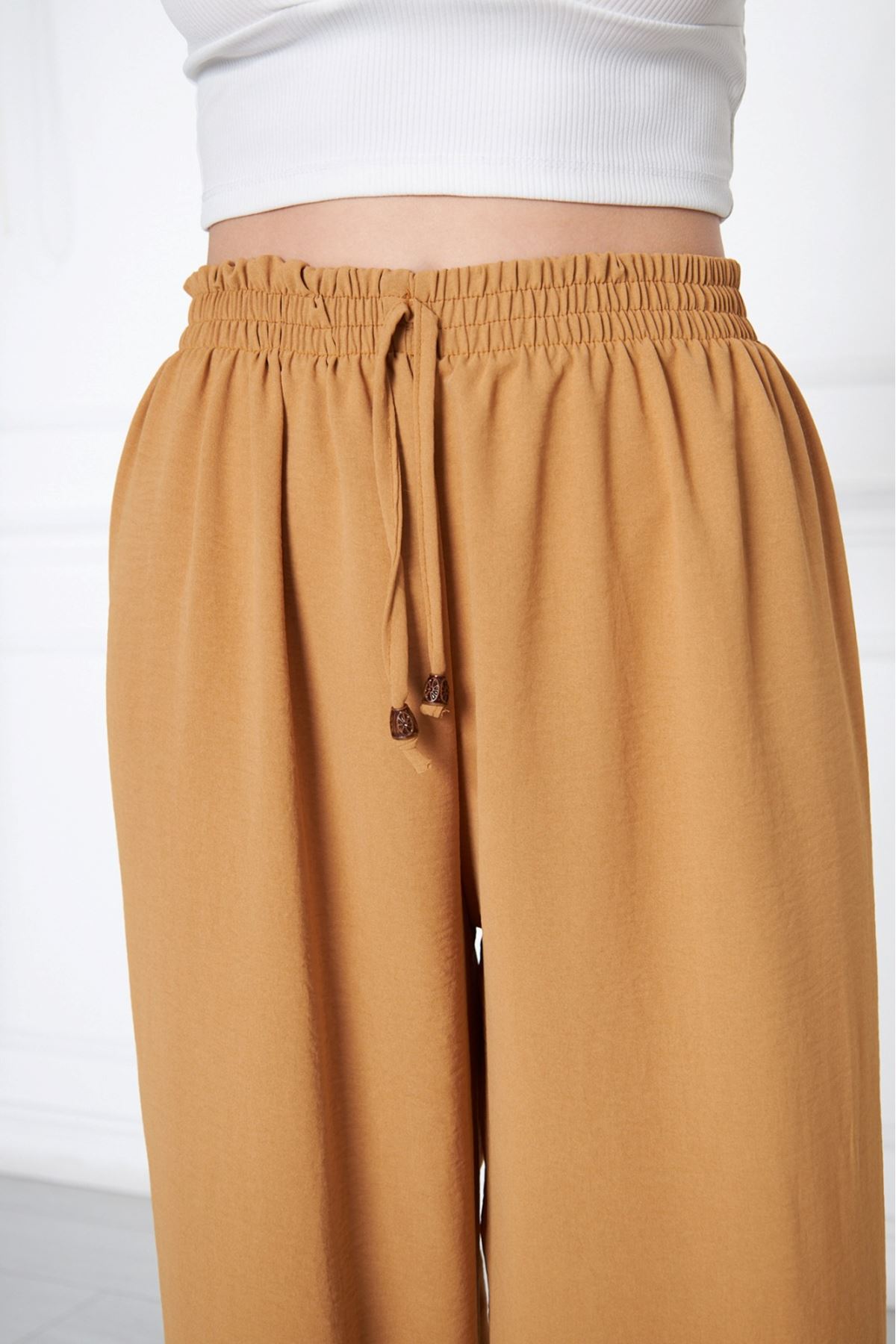 Kadın Aerobin Geniş Paça Palazzo Bel Lastikli Pantolon