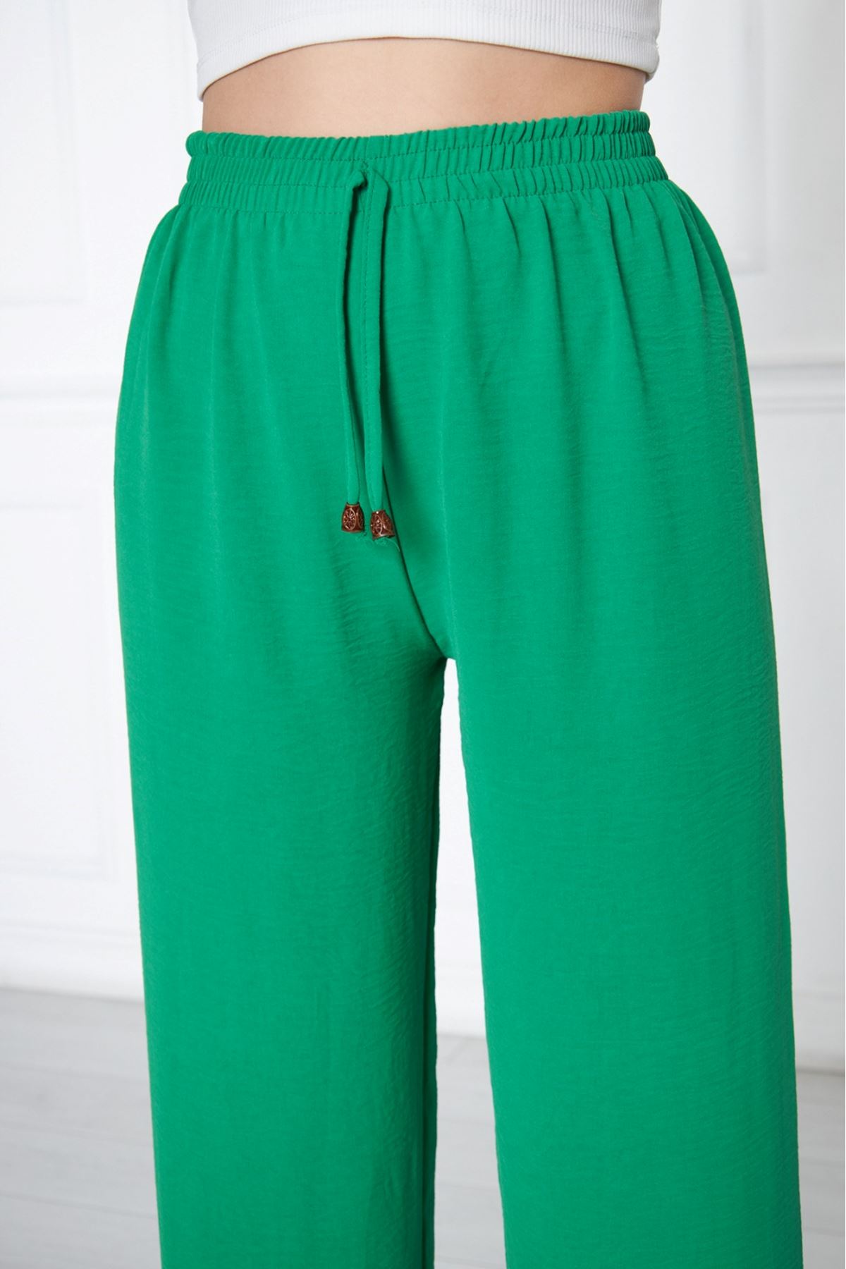 Kadın Aerobin Geniş Paça Palazzo Bel Lastikli Pantolon