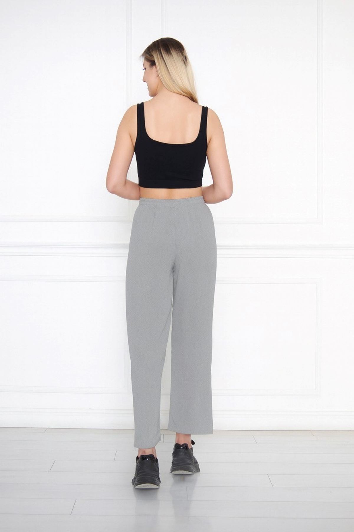 Kadın Aerobin Geniş Paça Palazzo Bel Lastikli Pantolon