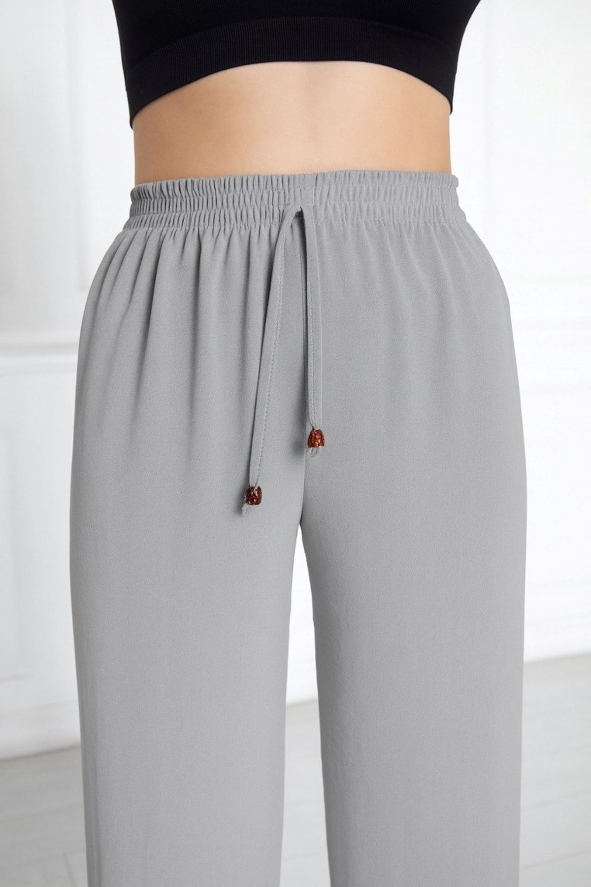 Kadın Aerobin Geniş Paça Palazzo Bel Lastikli Pantolon