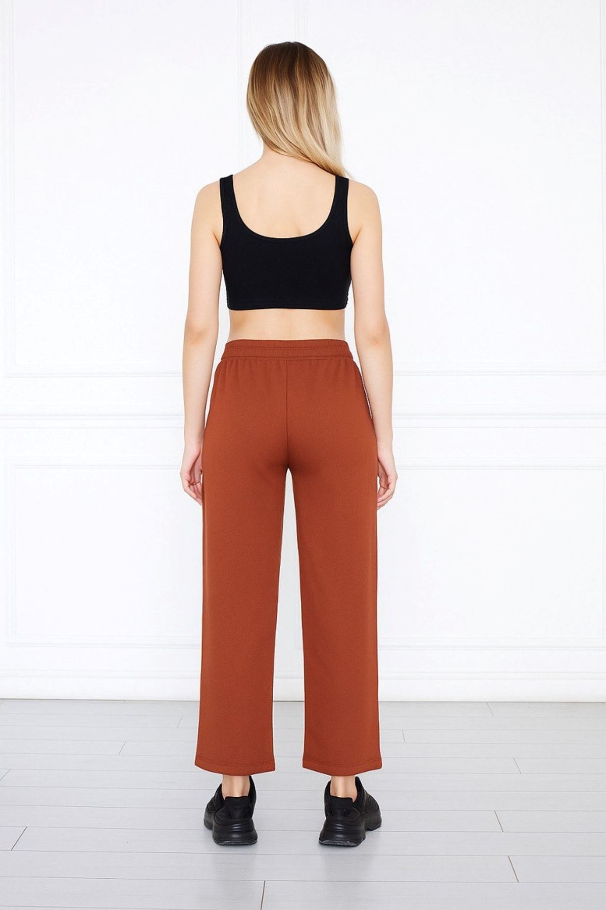 Kadın Aerobin Geniş Paça Palazzo Bel Lastikli Pantolon