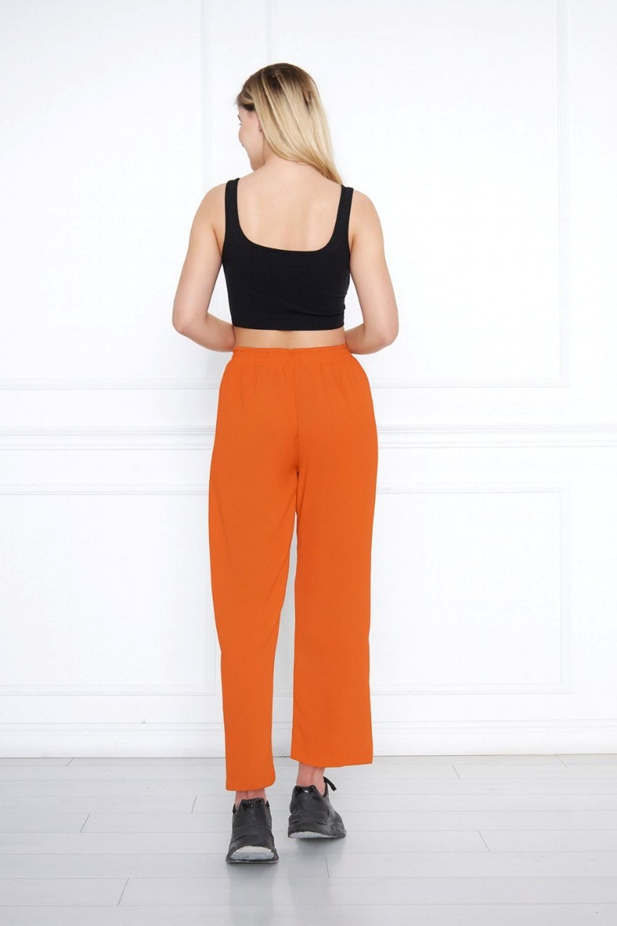 Kadın Aerobin Geniş Paça Palazzo Bel Lastikli Pantolon