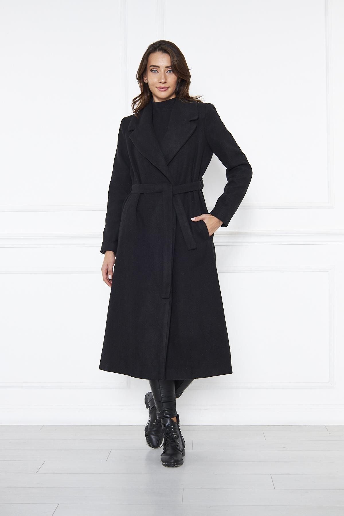 Kadın Kaşe Kaban Astarlı Kuşaklı