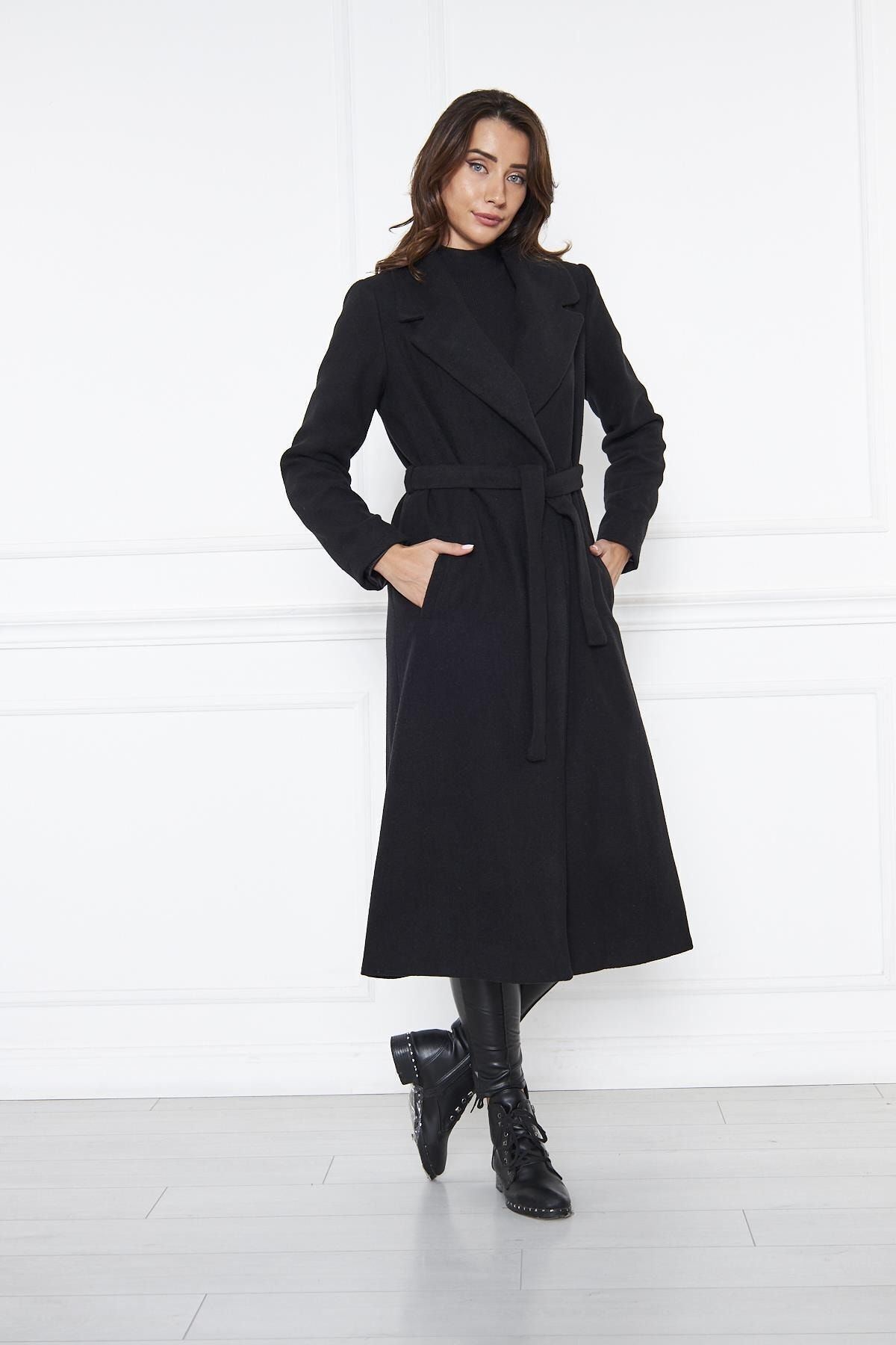 Kadın Kaşe Kaban Astarlı Kuşaklı